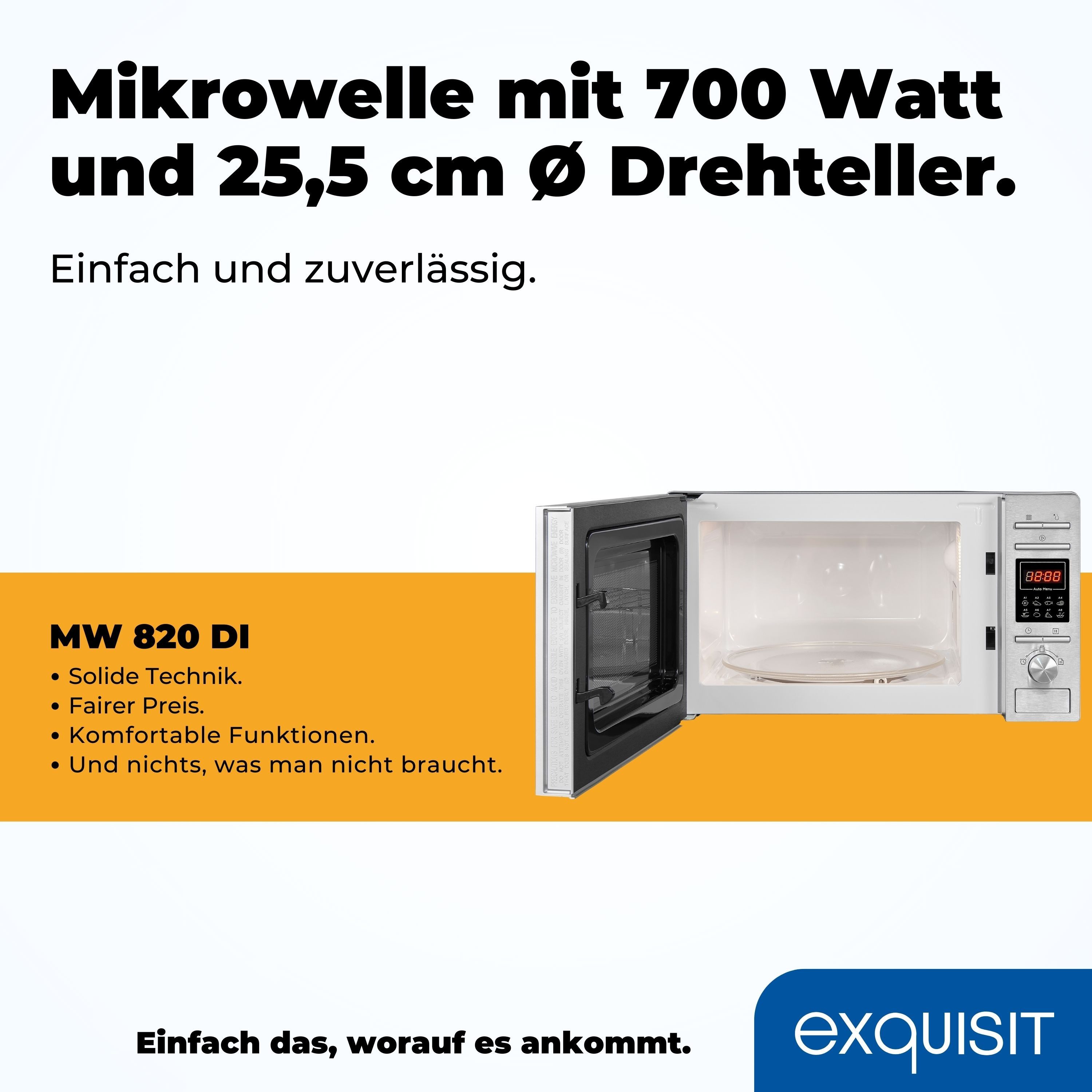 exquisit Mikrowelle, 20,00 l, digitaler Timer, 8 Automatikprogramme