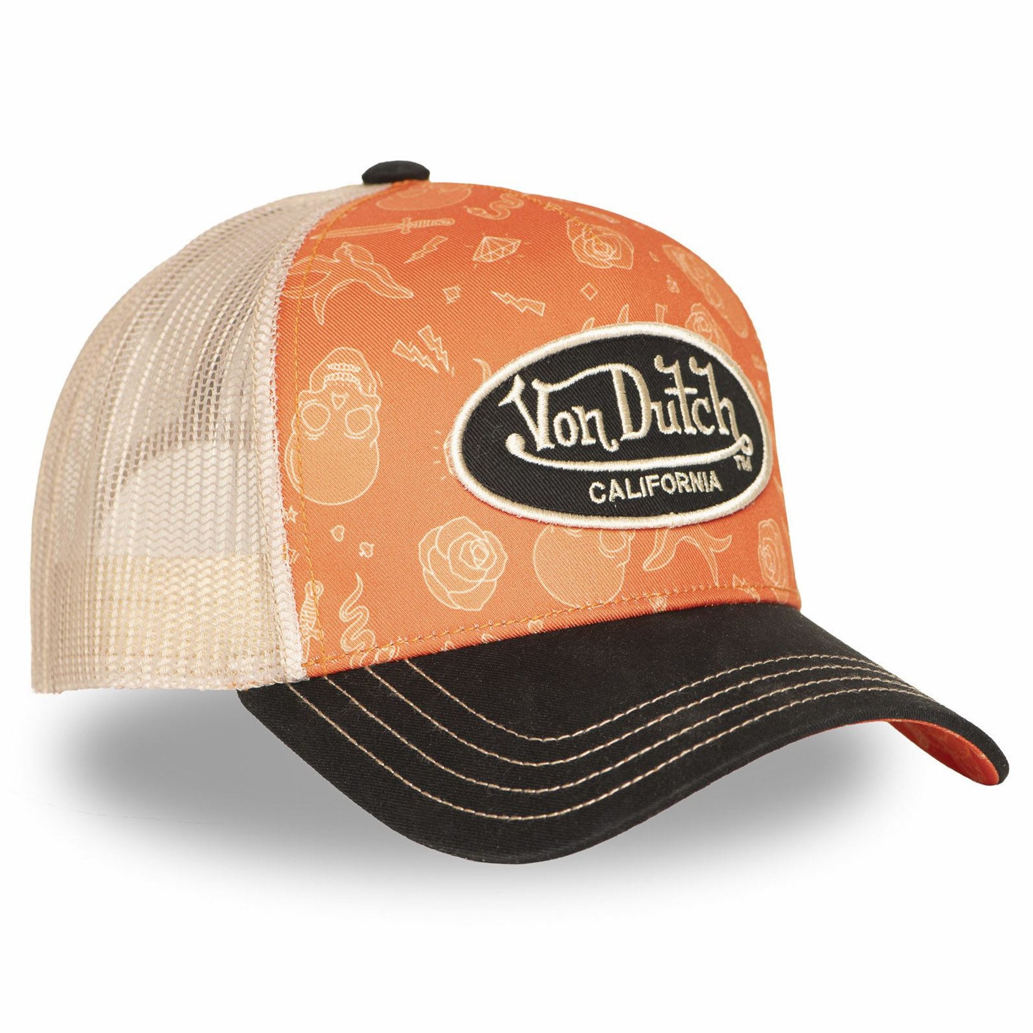 Von Dutch Trucker Cap Von Dutch Originals Trucker Cap - SUBLAMATION (Basecap, Basecap, Meshcap, Trucker Kappe) Front und Schirmunterseite sind im gleichen Design bedruckt