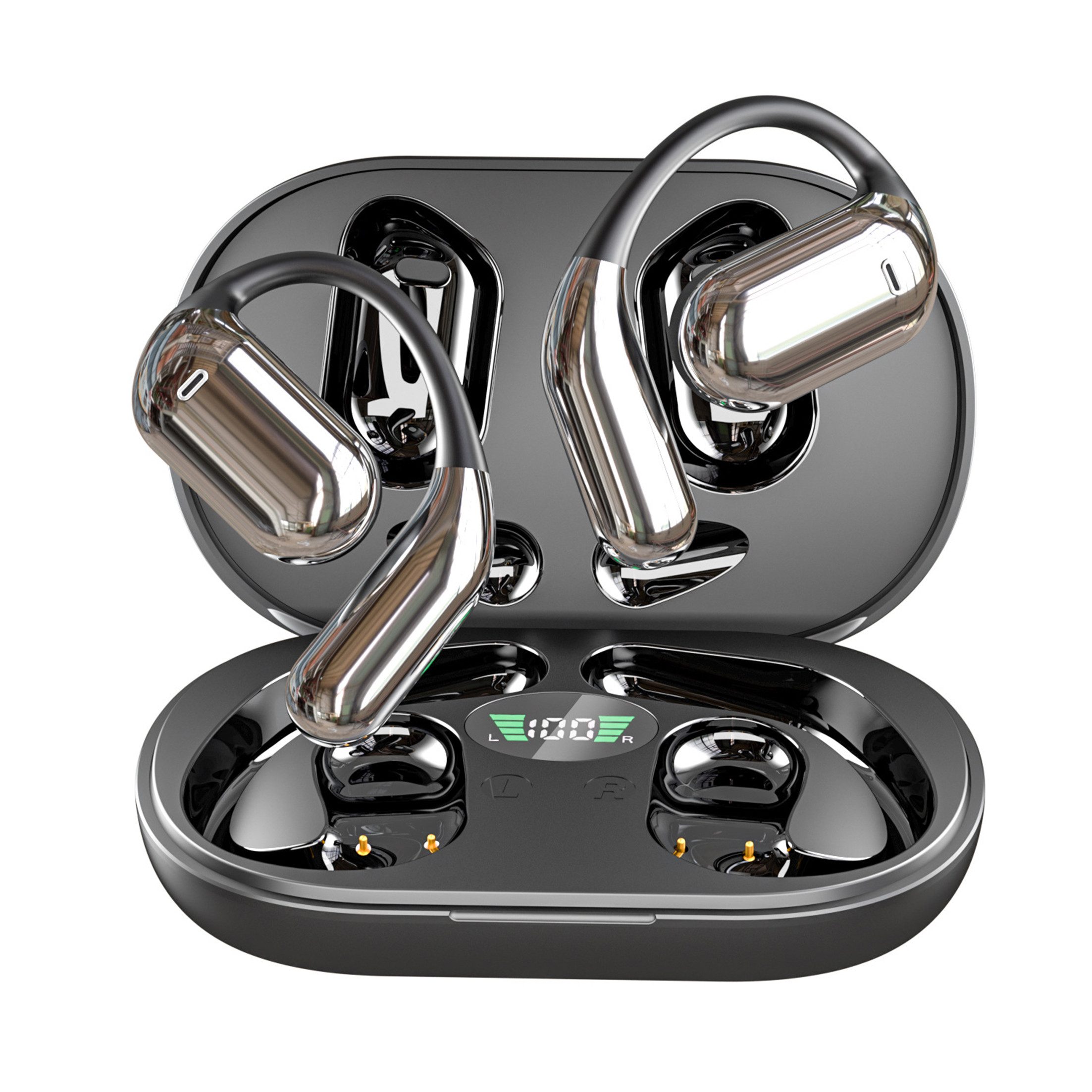 KINSI OWS Open-Ear Bluetooth Kopfhörer mit KI-Übersetzung Open-Ear-Kopfhörer (86Std Akku,Touch-Steuerung,IPX5 Wasserschutz, Freisprechfunktion)