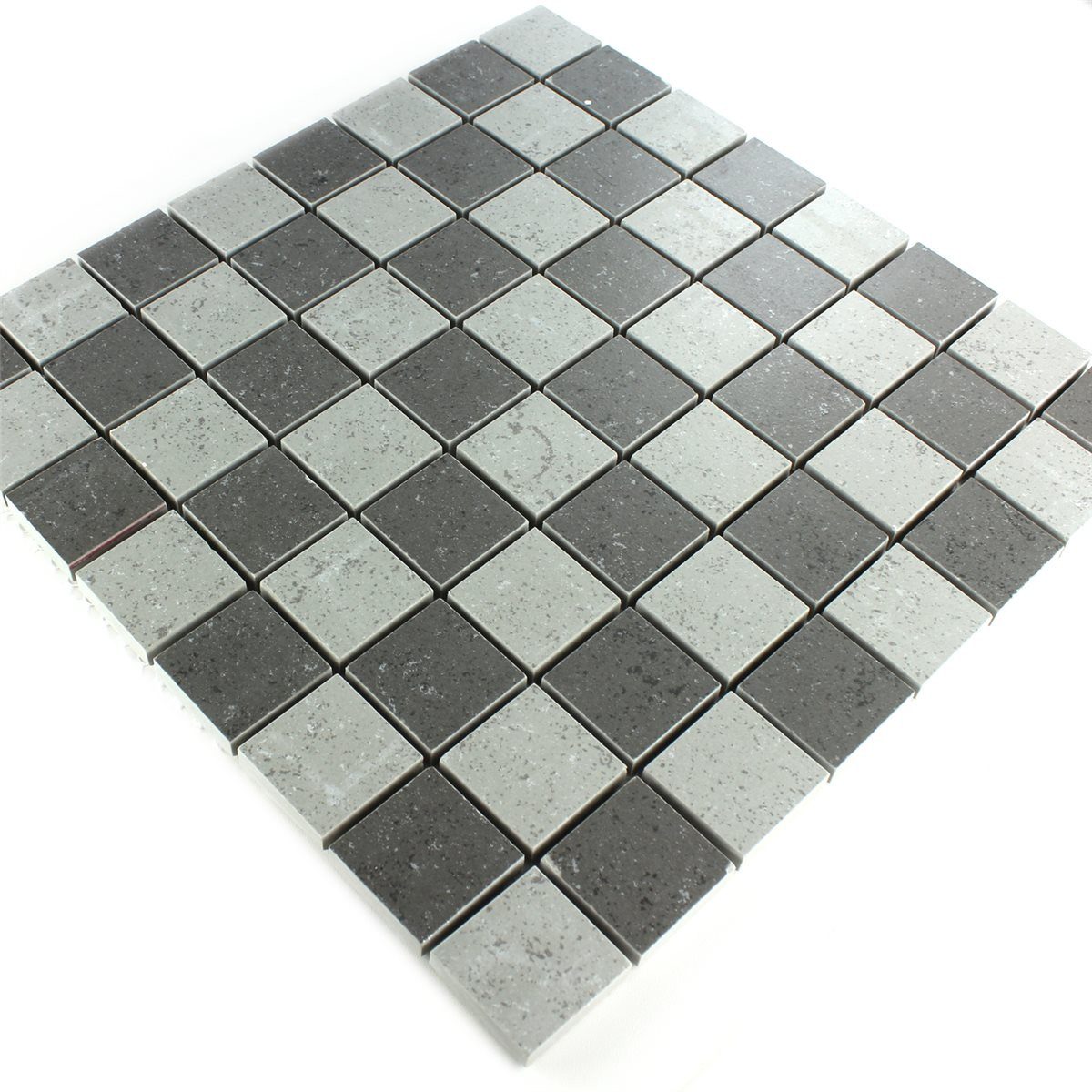 Mosafil Mosaikfliesen Keramik Mosaikfliesen Bombay Schachbrett Grau Anthrazit, Feinsteinzeug-Keramik 30.600x30.600, grau-dunkelgrau, Verlegefertig auf ein Netz geklebt - Frostsicher - Wasserfest