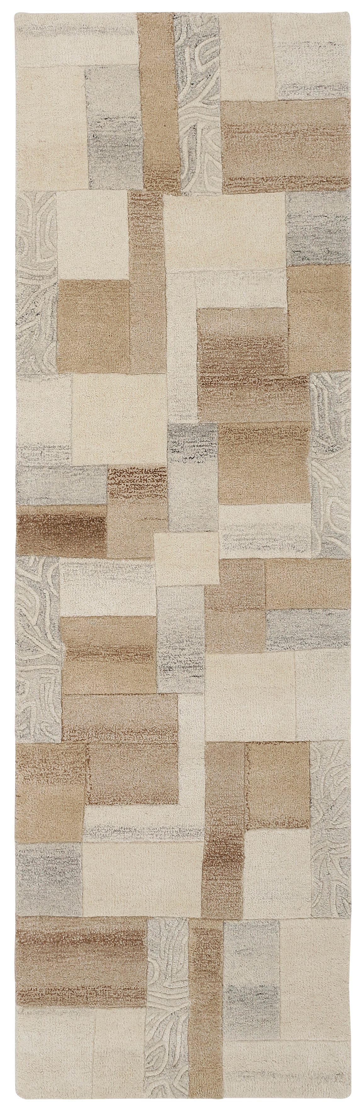 Läufer Lola, Wolle, handgearbeitet, Patchwork Design, günstig online kaufen