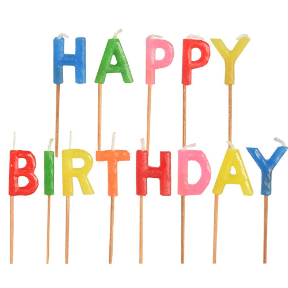PAPSTAR Geburtstagskerze Buchstabenkerzen-Set 8 cm "Happy Birthday"