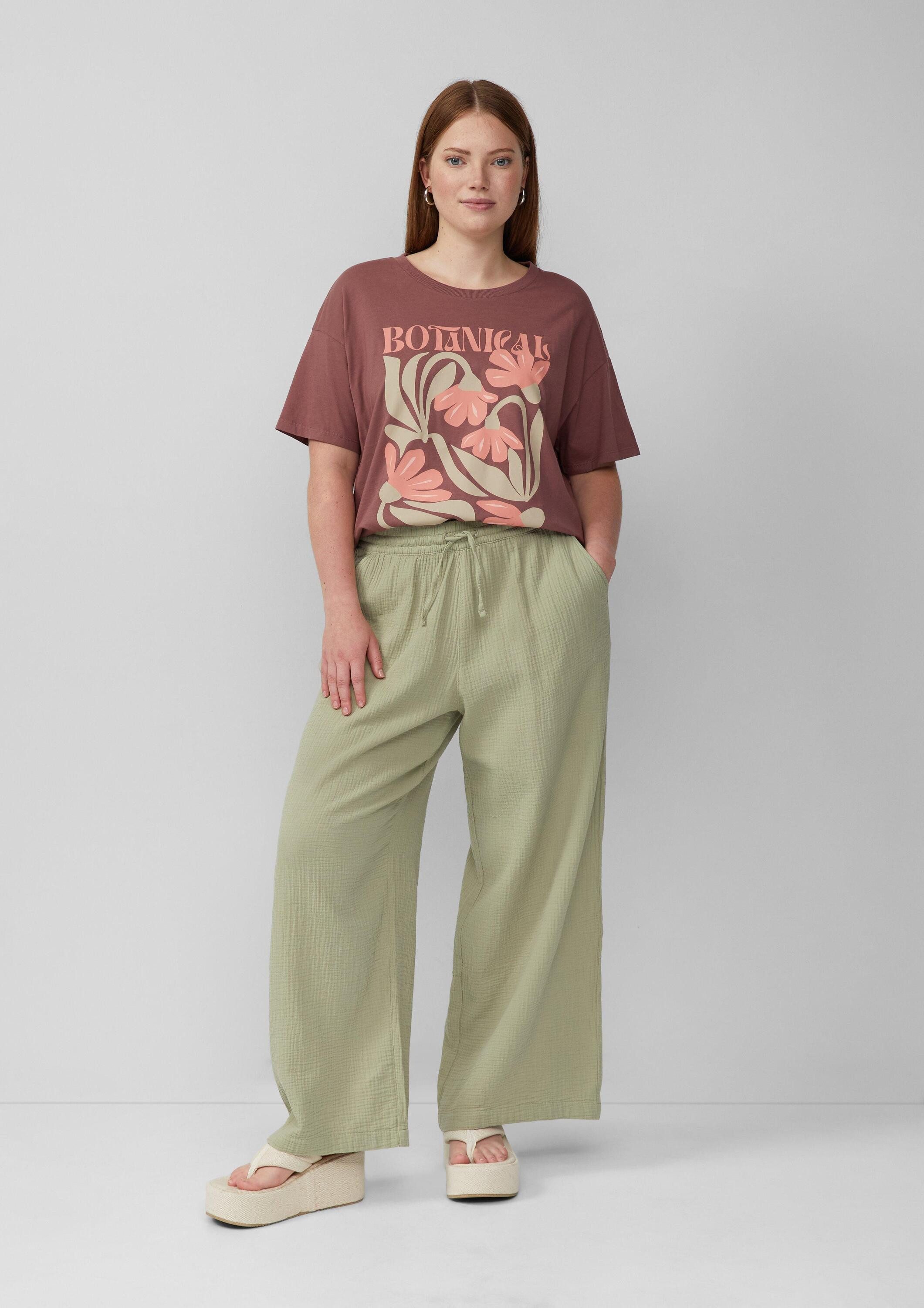 QS Chinos Hose Musselin-Hose mit weitem Bein günstig online kaufen