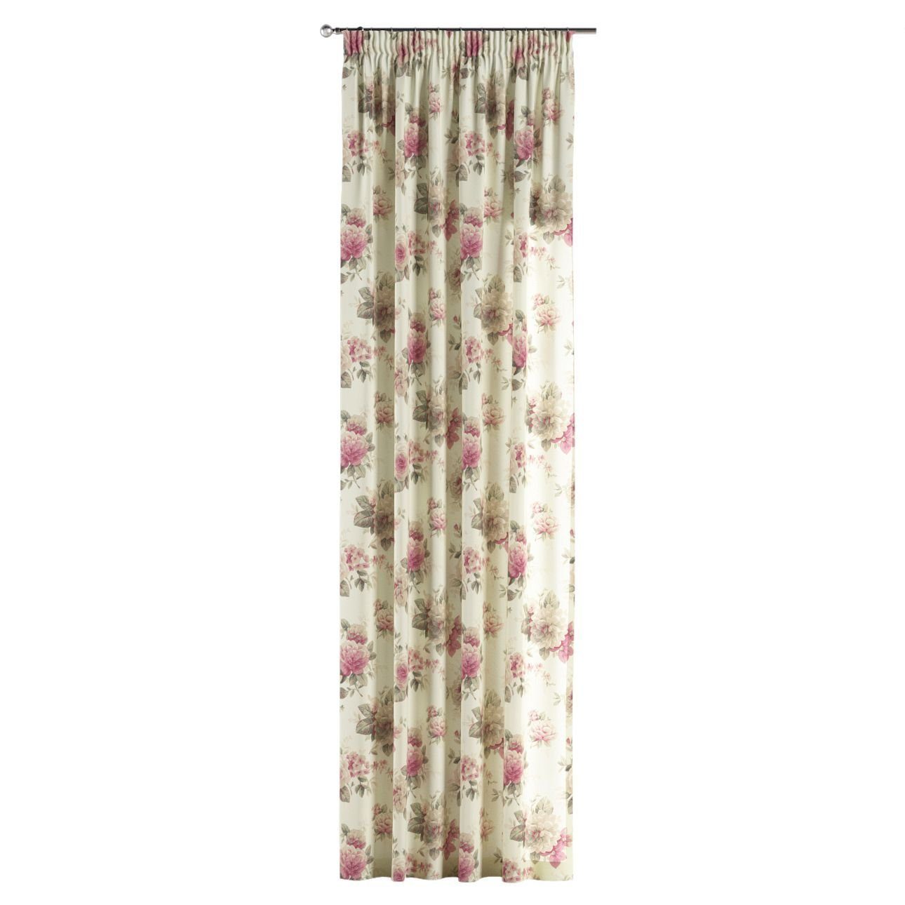 Vorhang beige- Dekoria x Londres, 100 Vorhang 130 cm, rosa Kräuselband mit