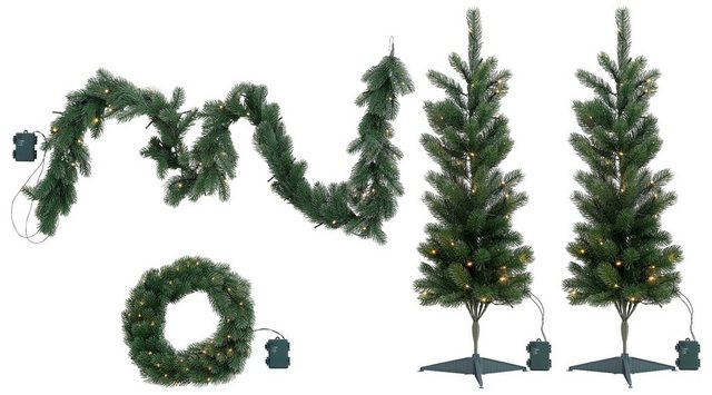 my home LED Baum »Bennett«, 4-teiliges Weihnachts-Set, mit Girlande und Dekokranz-Otto