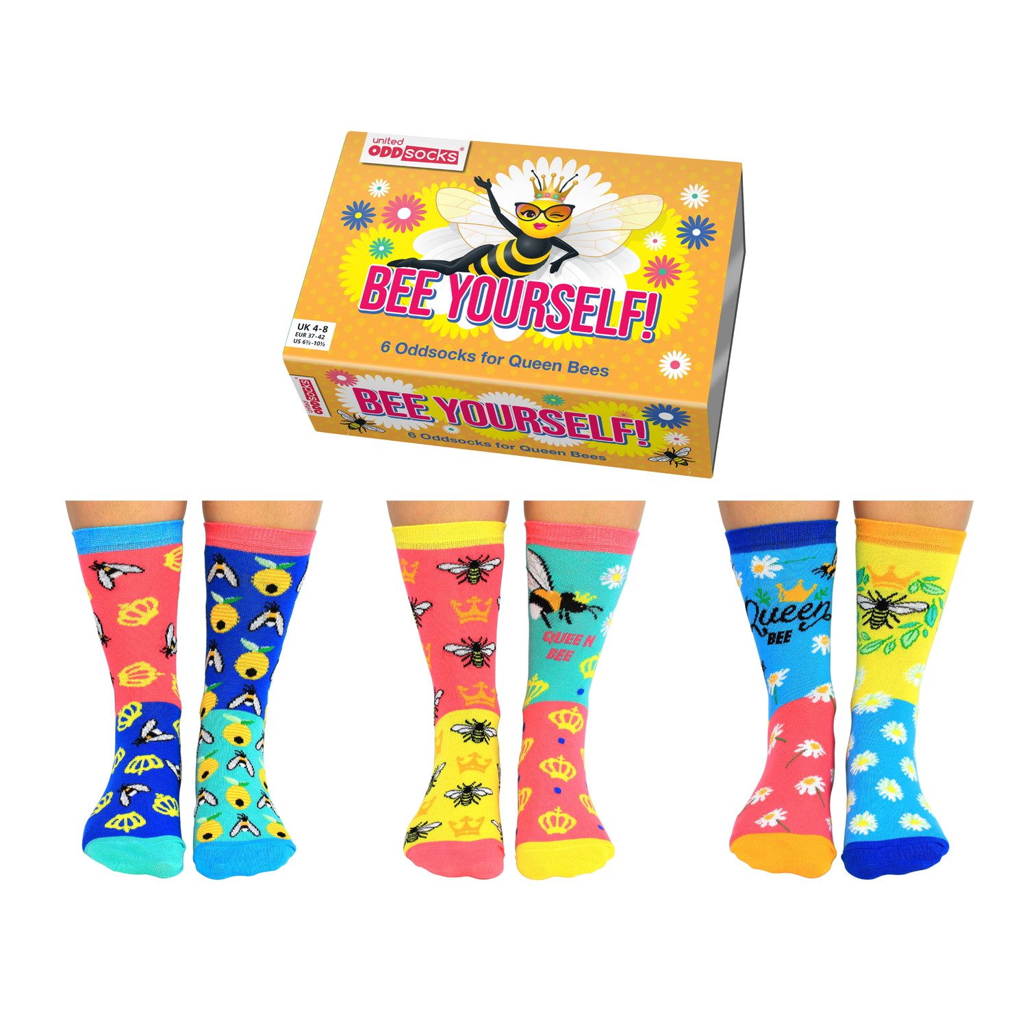 United Oddsocks Freizeitsocken Bee Yourself Bienen Oddsocks Socken in 37-42 im 6er Set