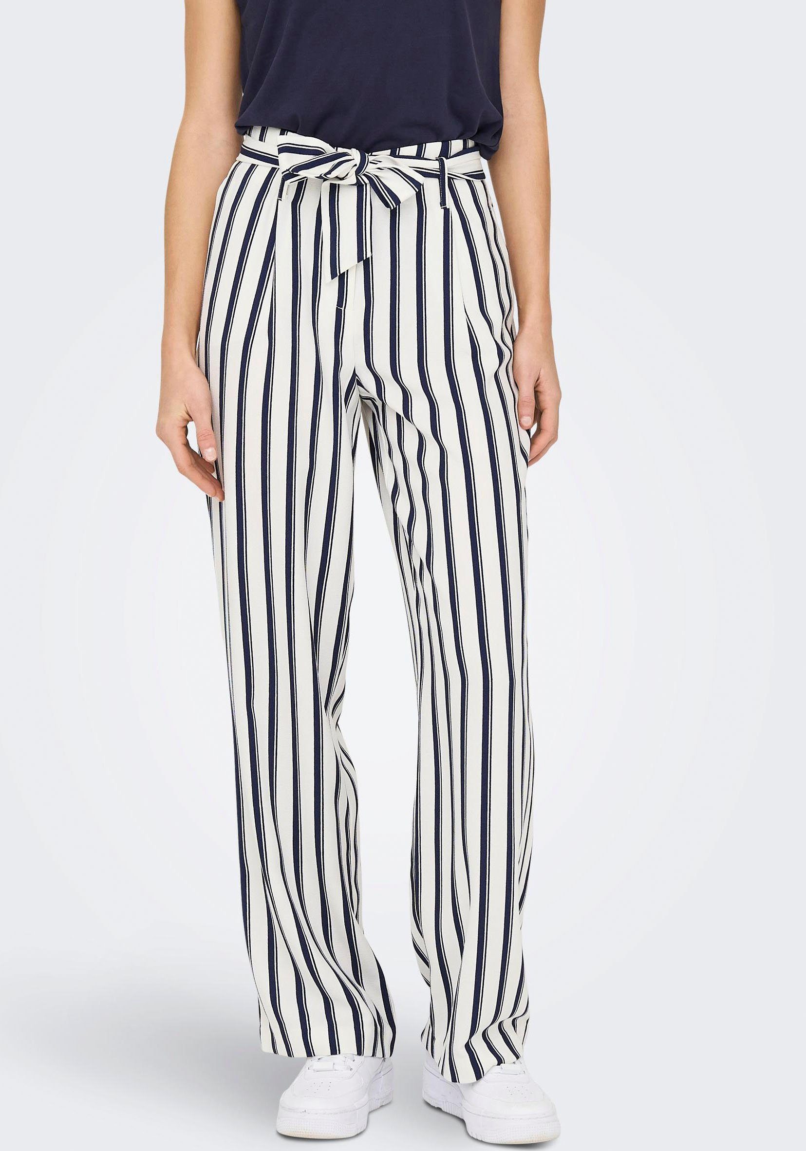 ONLY Anzughose Cloud PANT Stripes:partiot STRIPE CC TLR blue BELT Dancer HW ONLLOWA