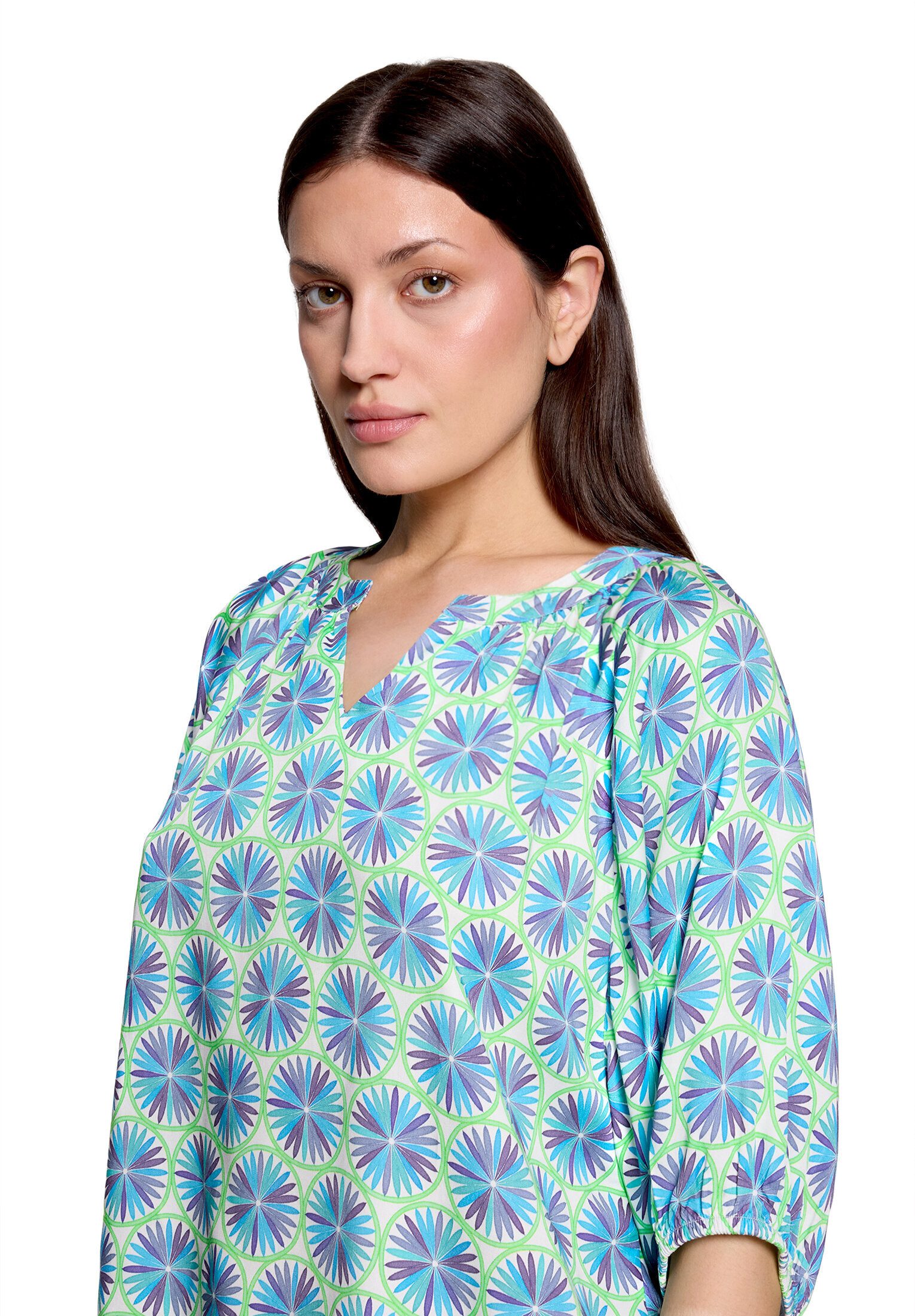 Cartoon Schlupfbluse Damen mit Raffung
