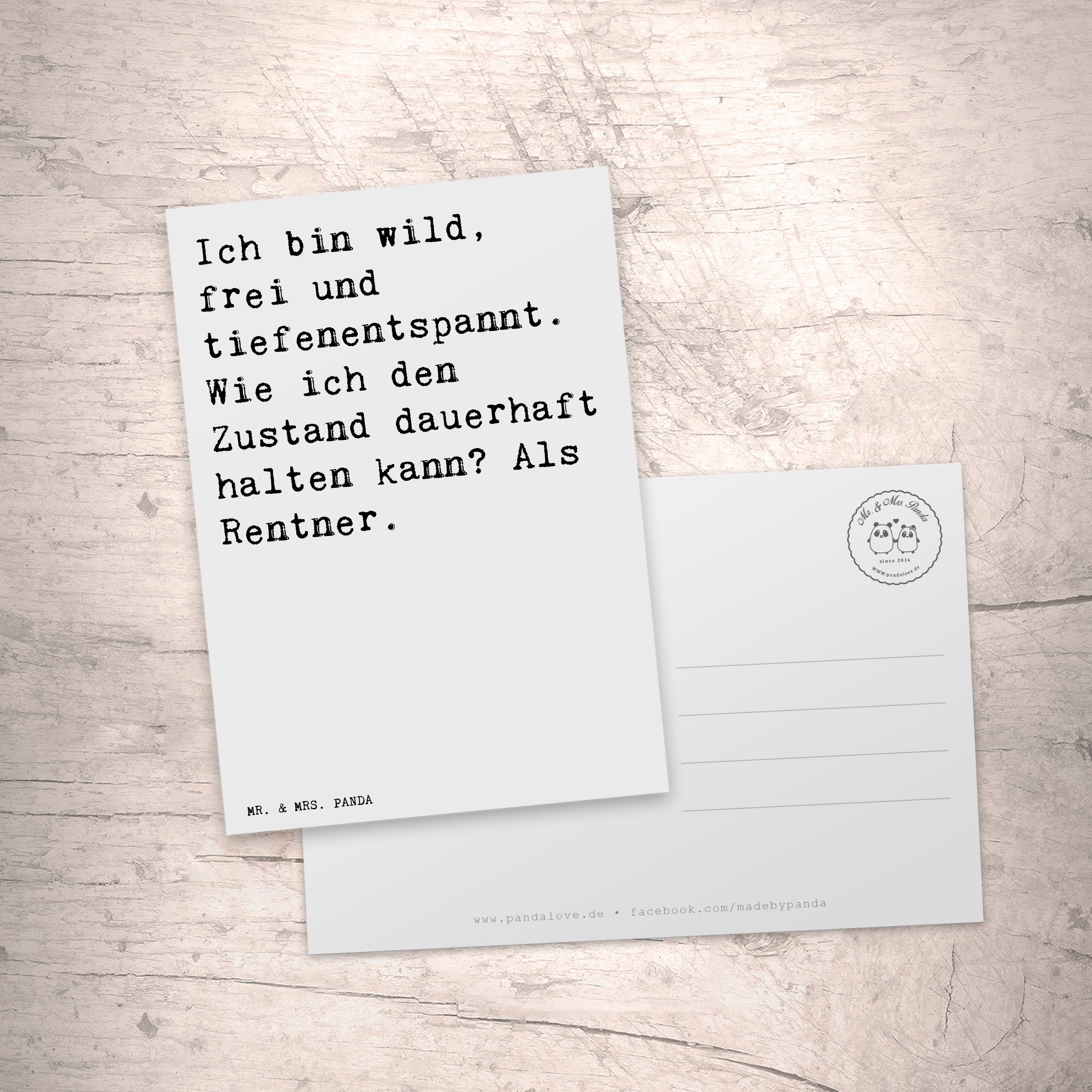 Mr. & Mrs. Panda Postkarte Ich bin wild, frei... - Weiß - Geschenk, Rentner, Sprüche, Rentnerin