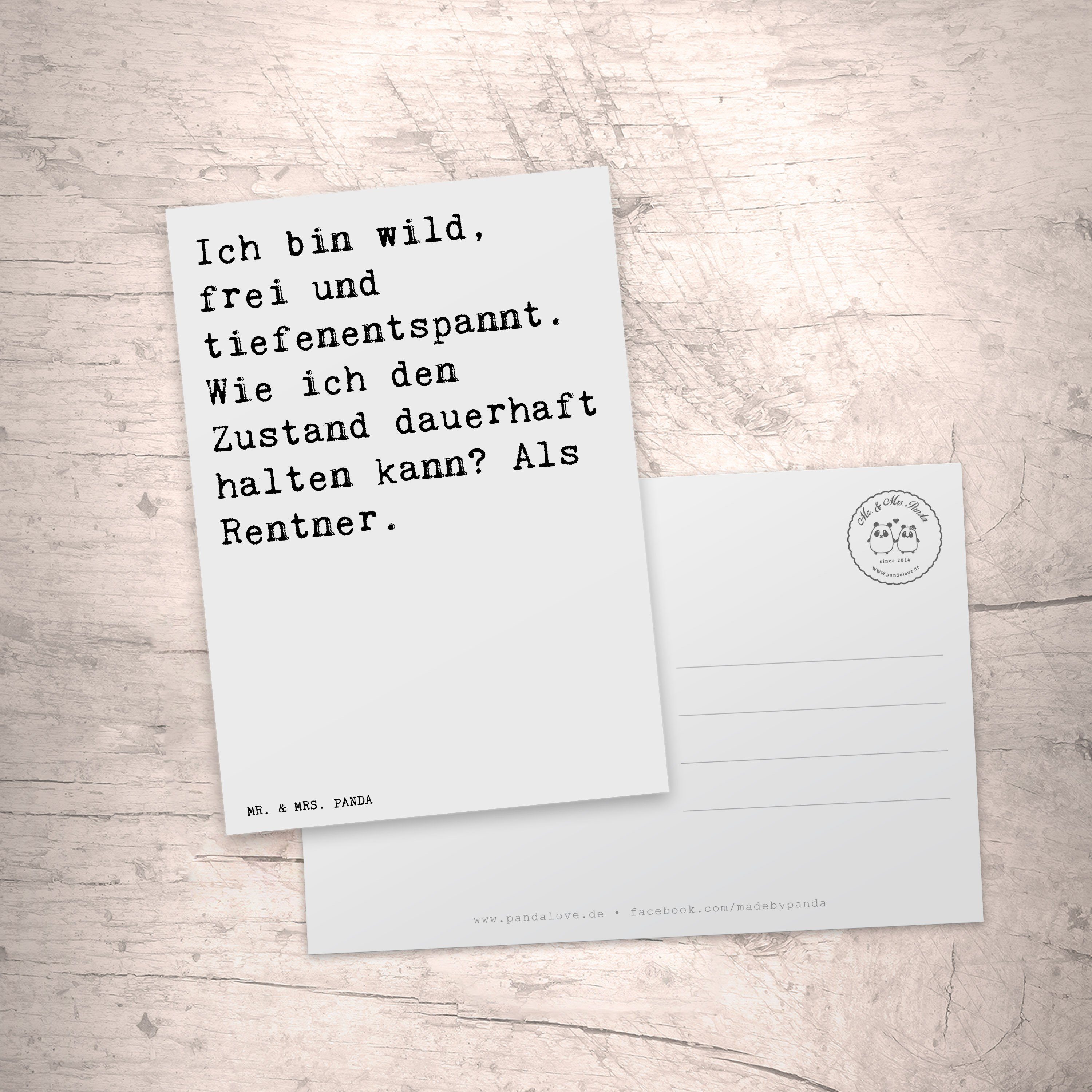Mr. & Mrs. Panda Postkarte Ich bin wild, frei... Weiß Geschenk