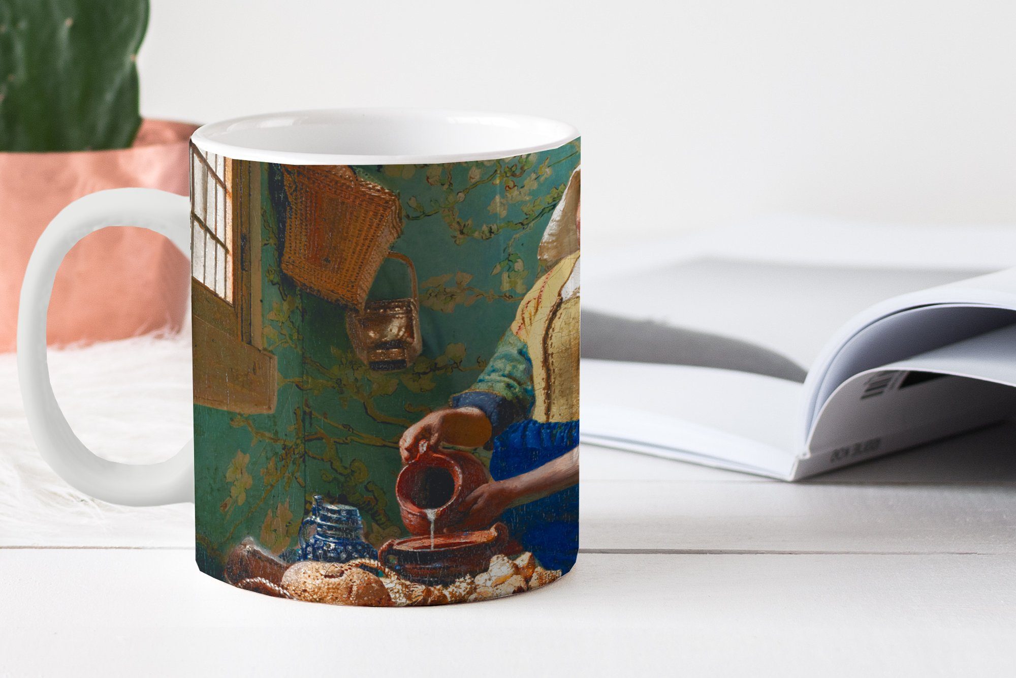 MuchoWow Tasse Milchmädchen - Mandelblüte - Van Gogh - Vermeer - Gemälde - Alte Meist, 1-tlg., Keramik, Kaffeetassen, Teetasse, Becher, Kaffeebecher, Geschenk