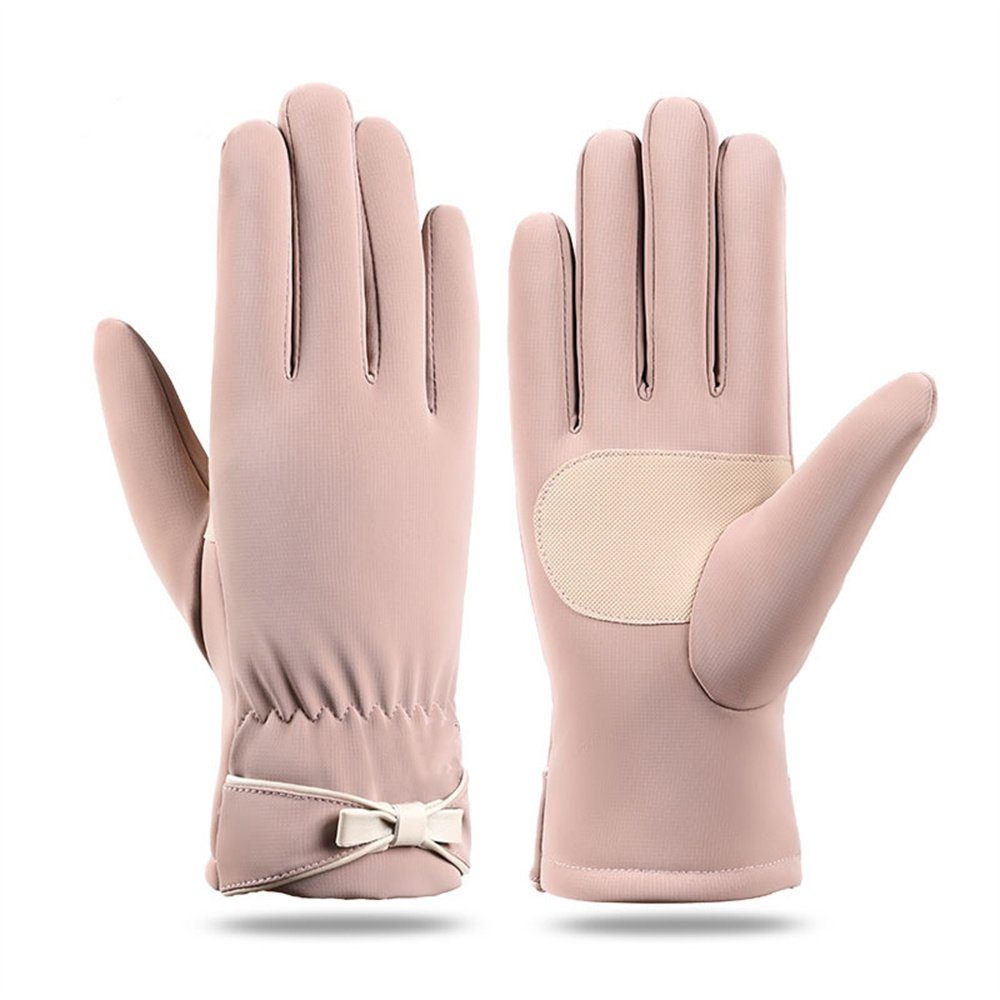 Rouemi Skihandschuhe Damenhandschuhe, Outdoor Reiten Warm Wasserdicht Bowknot Handschuhe Aprikose | Handschuhe