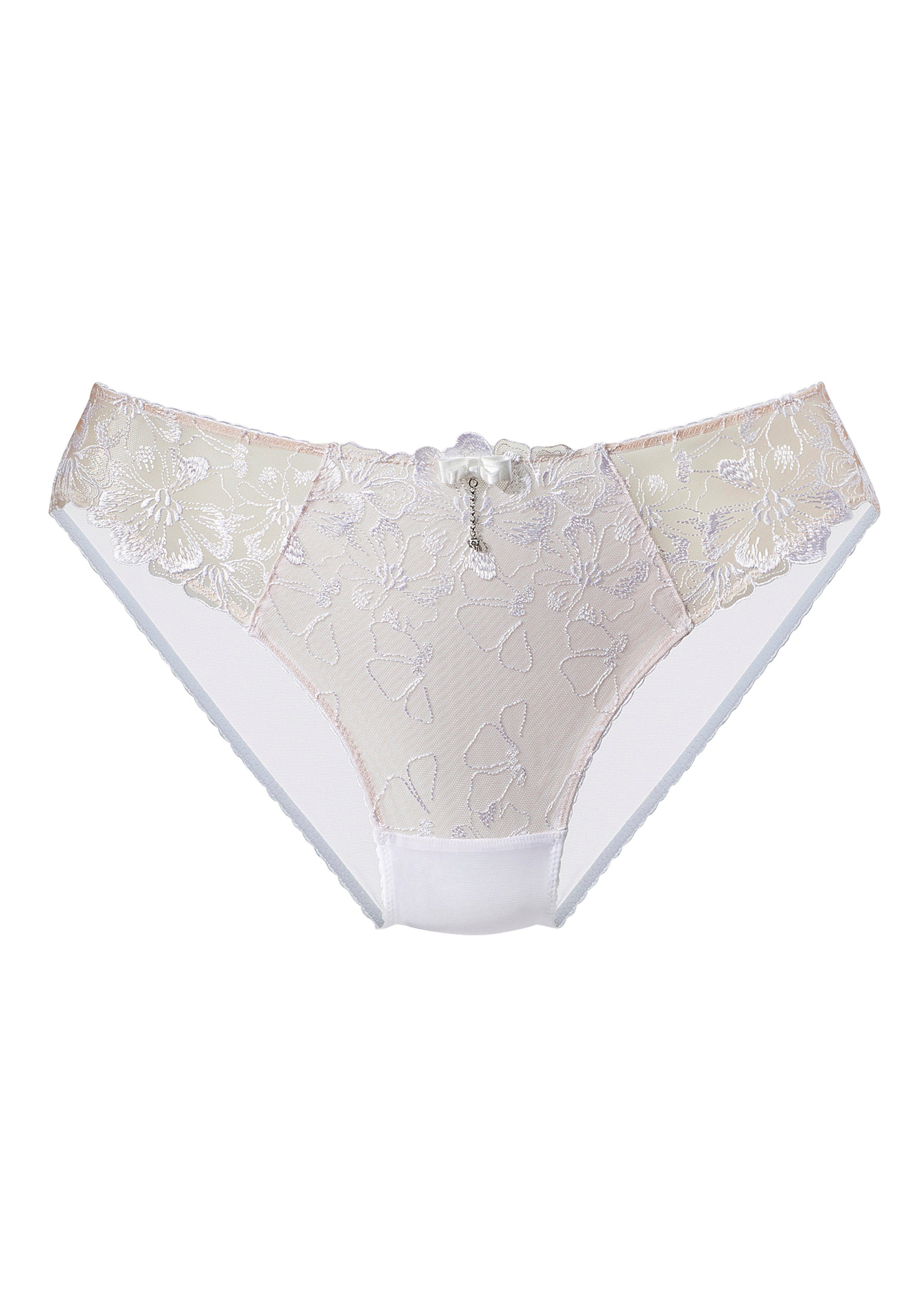 JETTE Tanga in einzigartigem weiß-caramel Blumen-Design