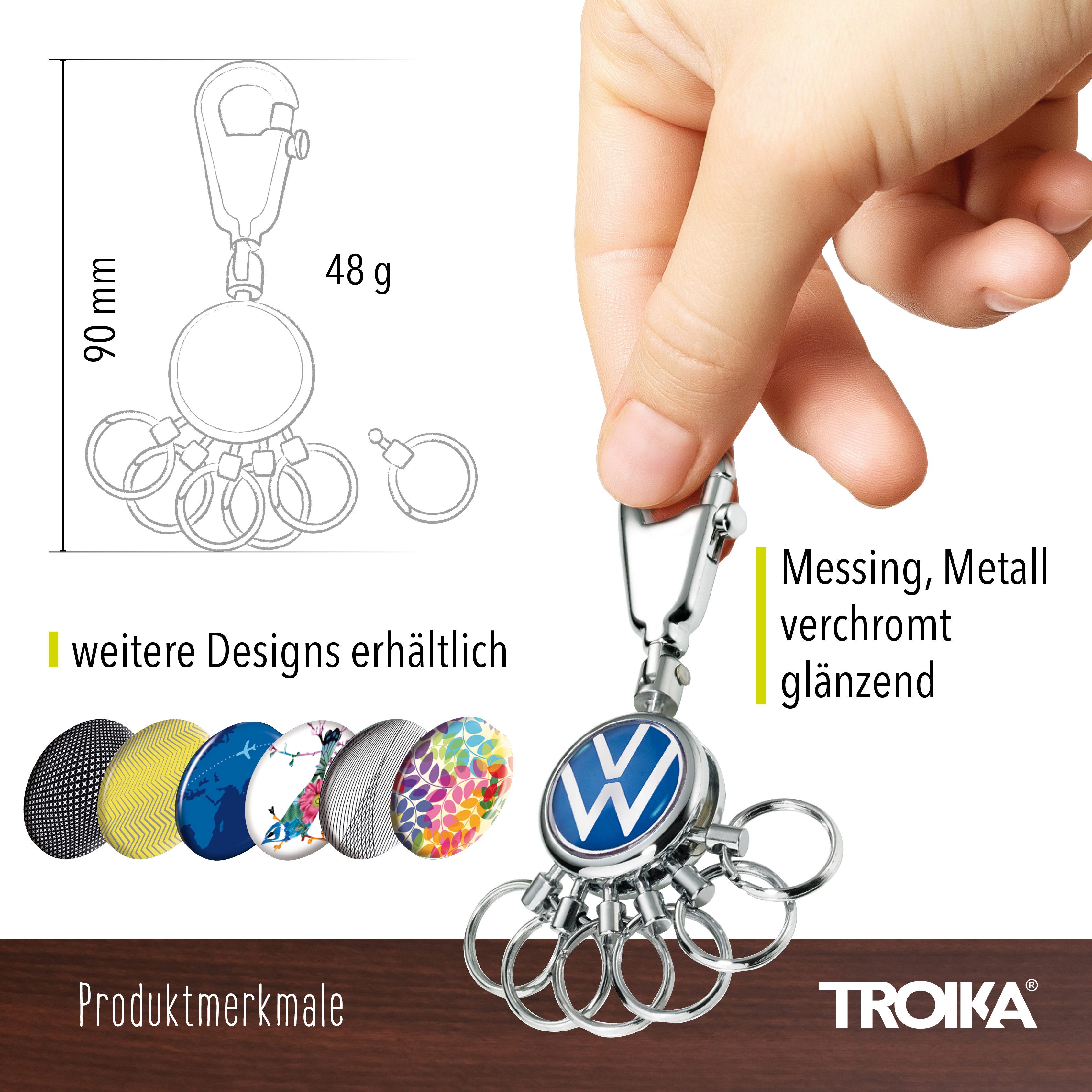 TROIKA Schlüsselanhänger Volkswagen, Offiziell lizensierte VW Schlüsselanhänger, 4 Ausführungen (1-tlg., exklusives Lizenzprodukt), mit Leder, Metall oder Karab – Bild 4 von 5