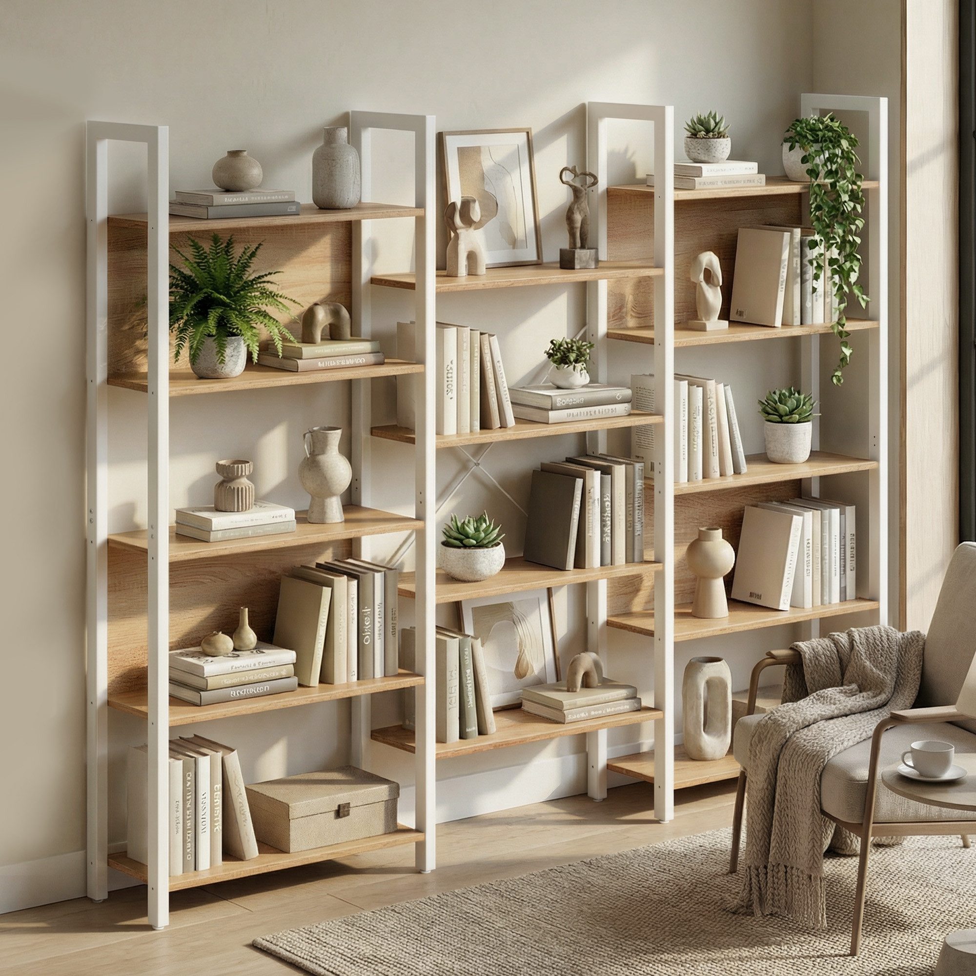 VASAGLE Bücherregal, mit 14 Ablagen, Regal mit Metallrahmen, für Wohnzimmer günstig online kaufen