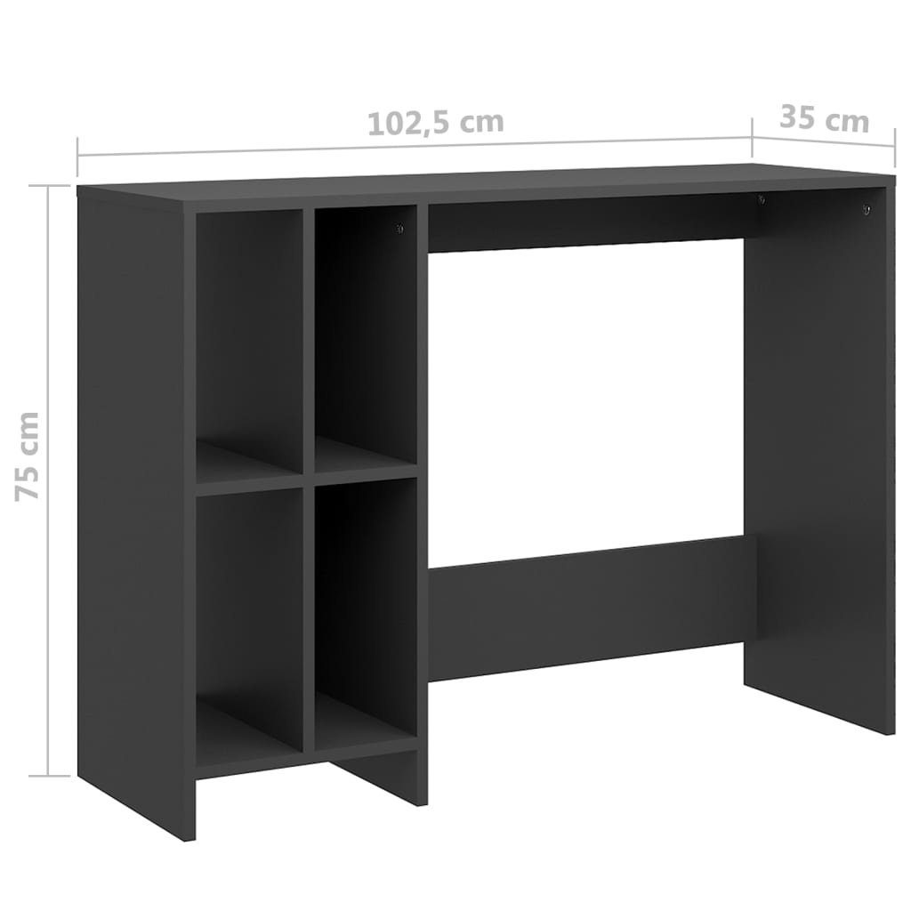 furnicato Schreibtisch Computertisch Grau 102,5x35x75 cm Holzwerkstoff