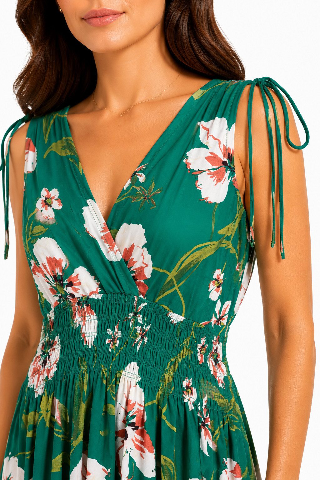 ITALY VIBES Sommerkleid - sommerliches Maxikleid mit Floralem Print und V-Ausschnitt für Damen – Bild 4 von 5