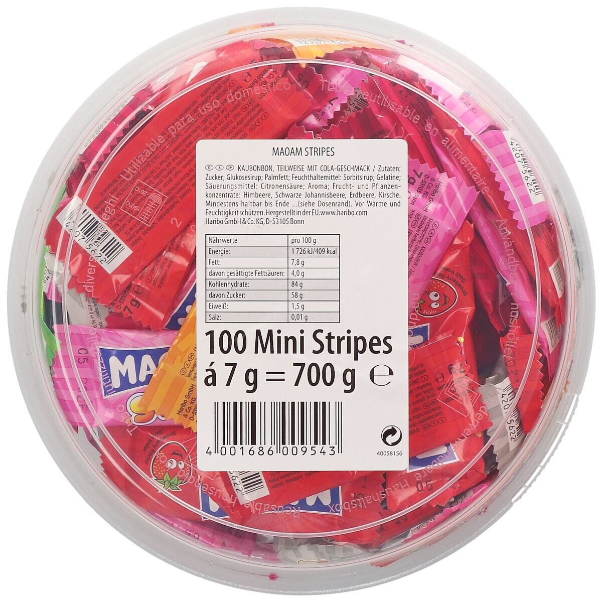 MAOAM Süßigkeit Mini Stripes, Kaubonbons, 100er Pack