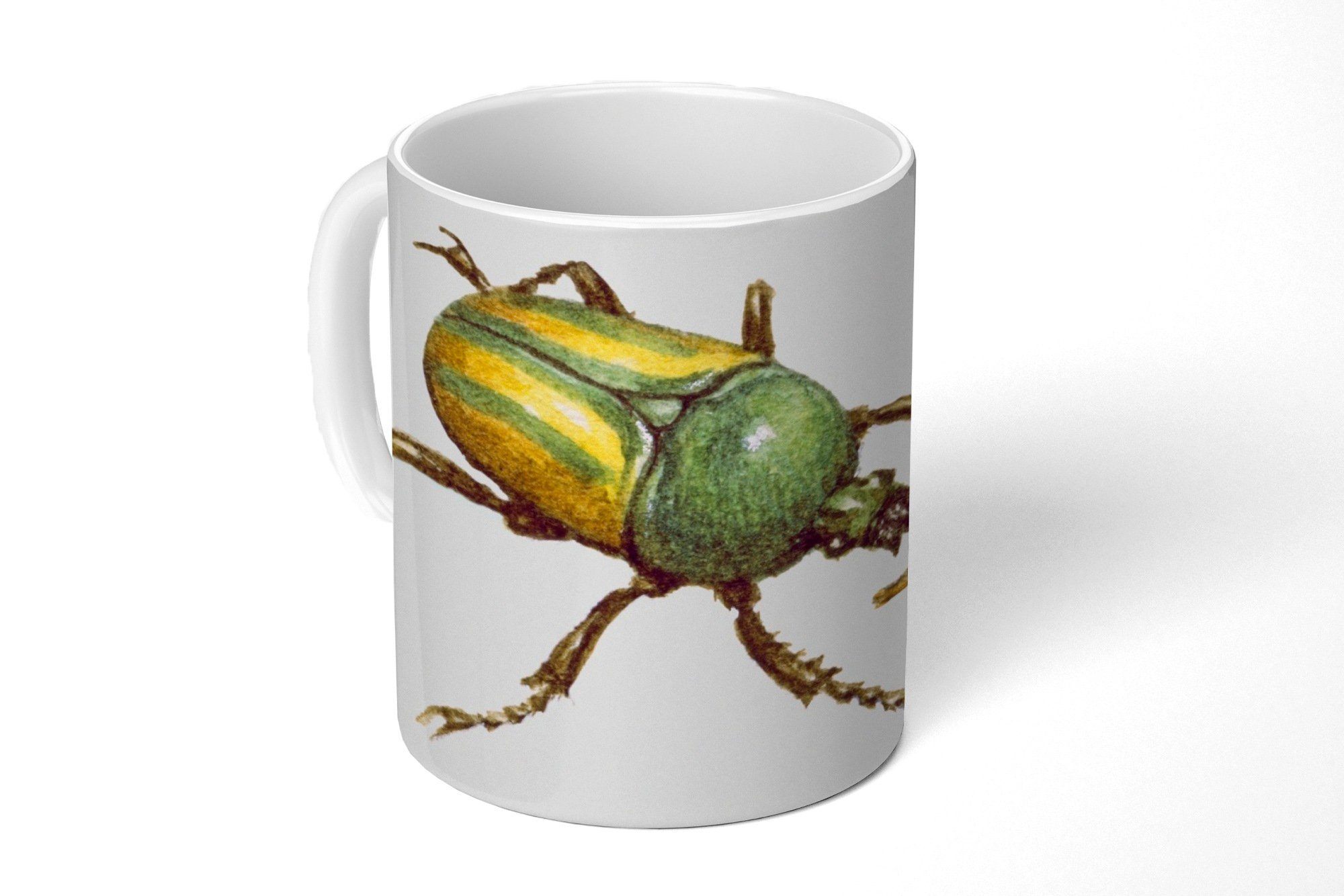 MuchoWow Tasse Käfer - Teetasse, Teetasse, Becher, - Aquarell, Kaffeetassen, Keramik, Geschenk Insekten