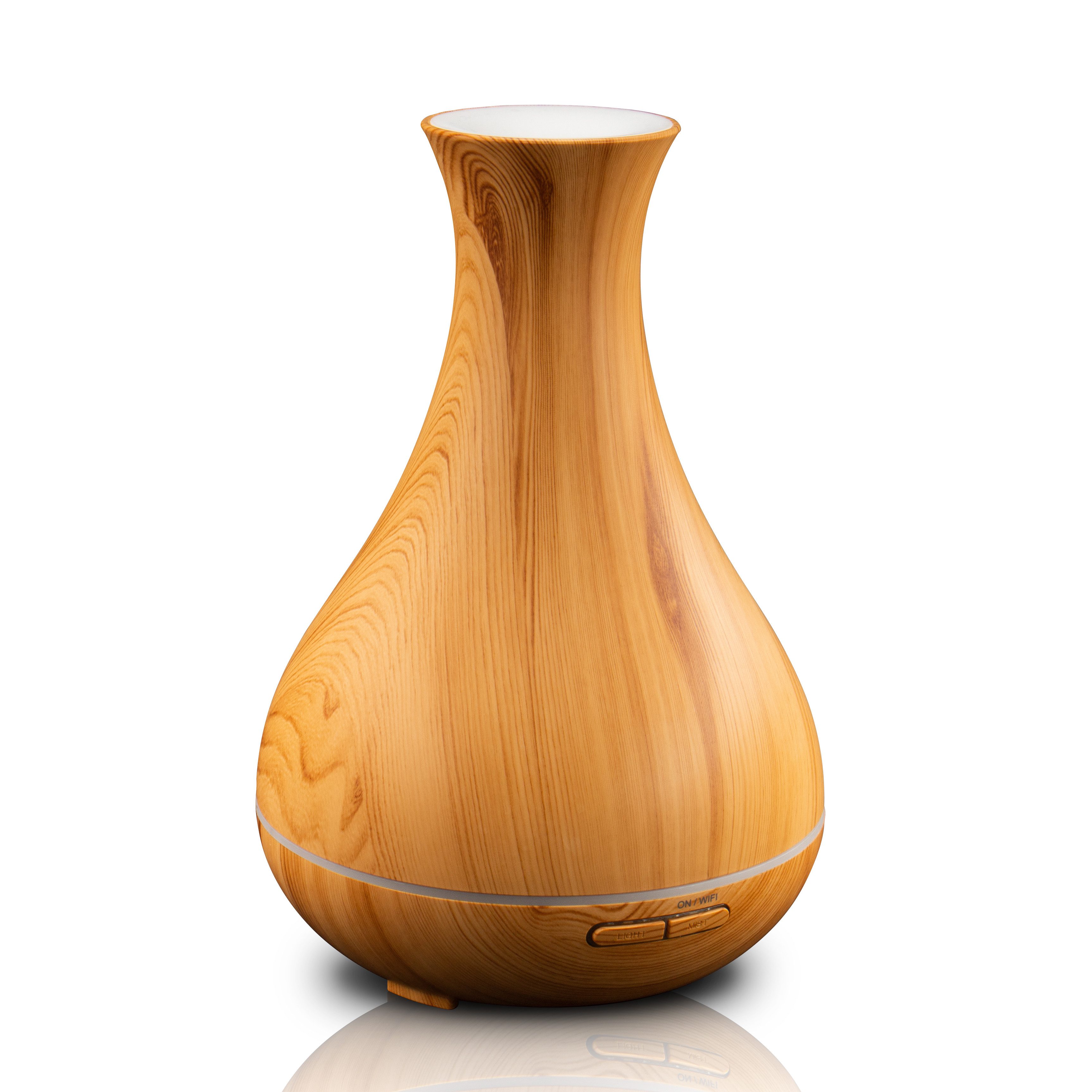 Hyrican Luftbefeuchter DT1746YN Aroma Luftbefeuchter, 400ml, App& Sprachsteuerung, Diffuser/Diffusor, 7 LED-Farben, Holzoptik, Alexa, Google