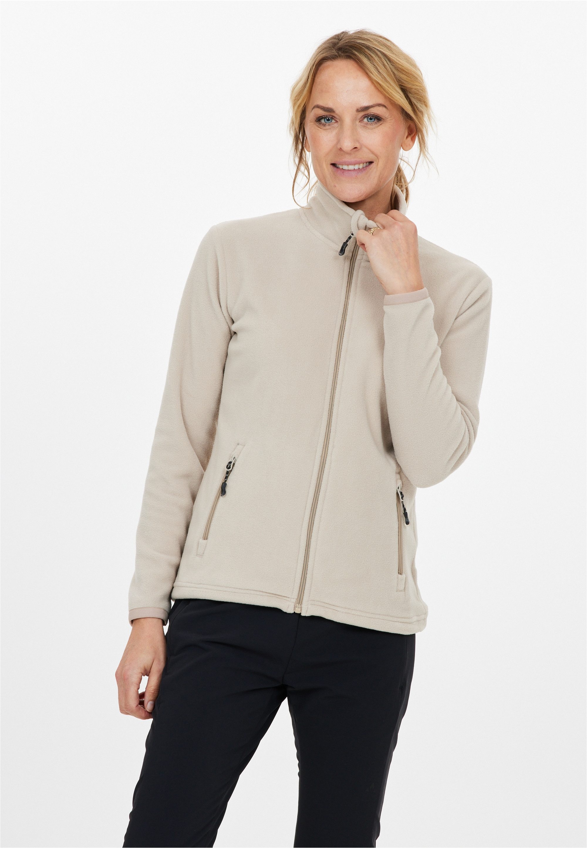 Fleecejacke WHISTLER Tunnelzug Cocoon mit taupe praktischem