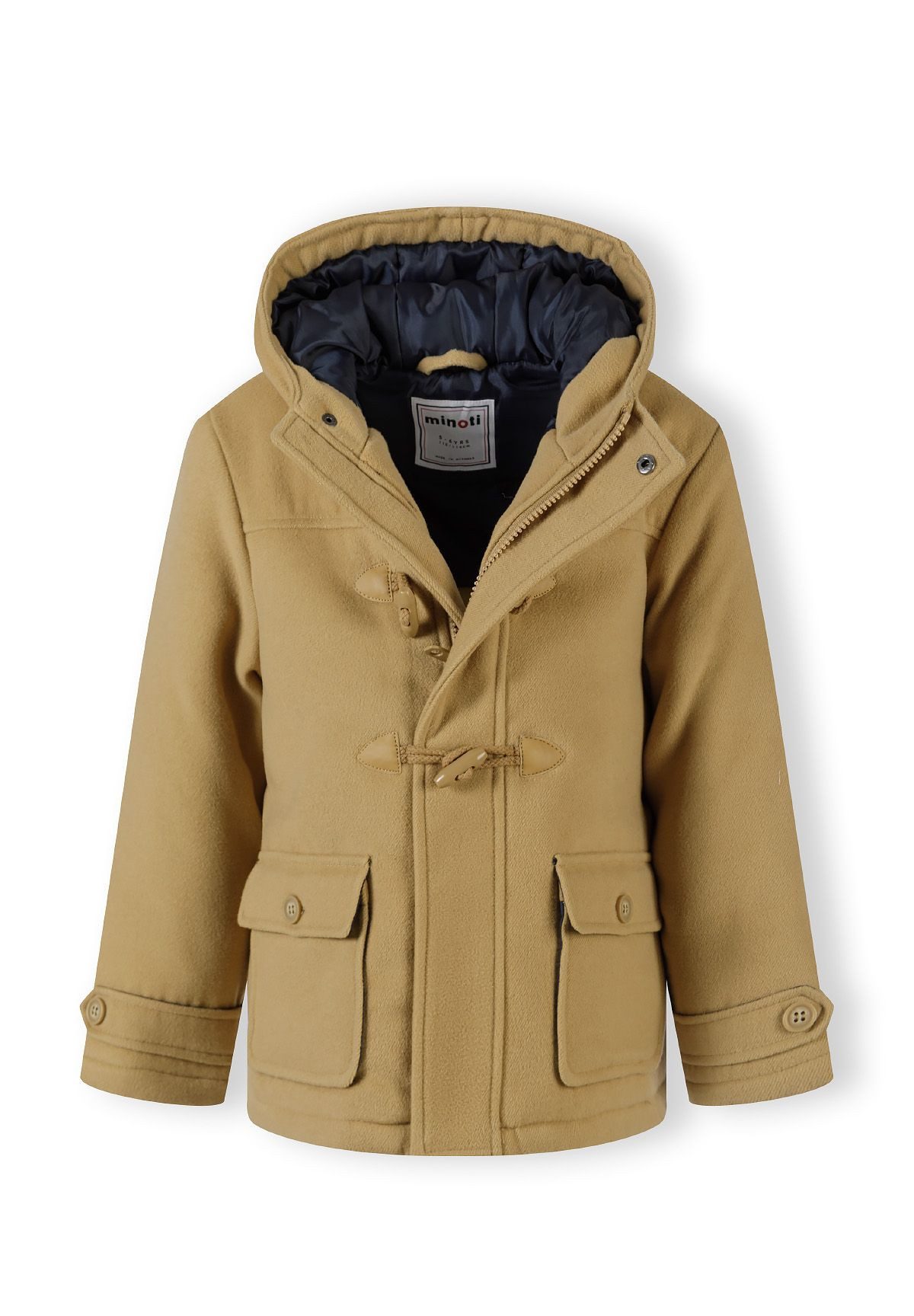 MINOTI Wintermantel, gefütterte Jacke mit Kapuze, für Jungen klassischer Look, praktische Pattentaschen
