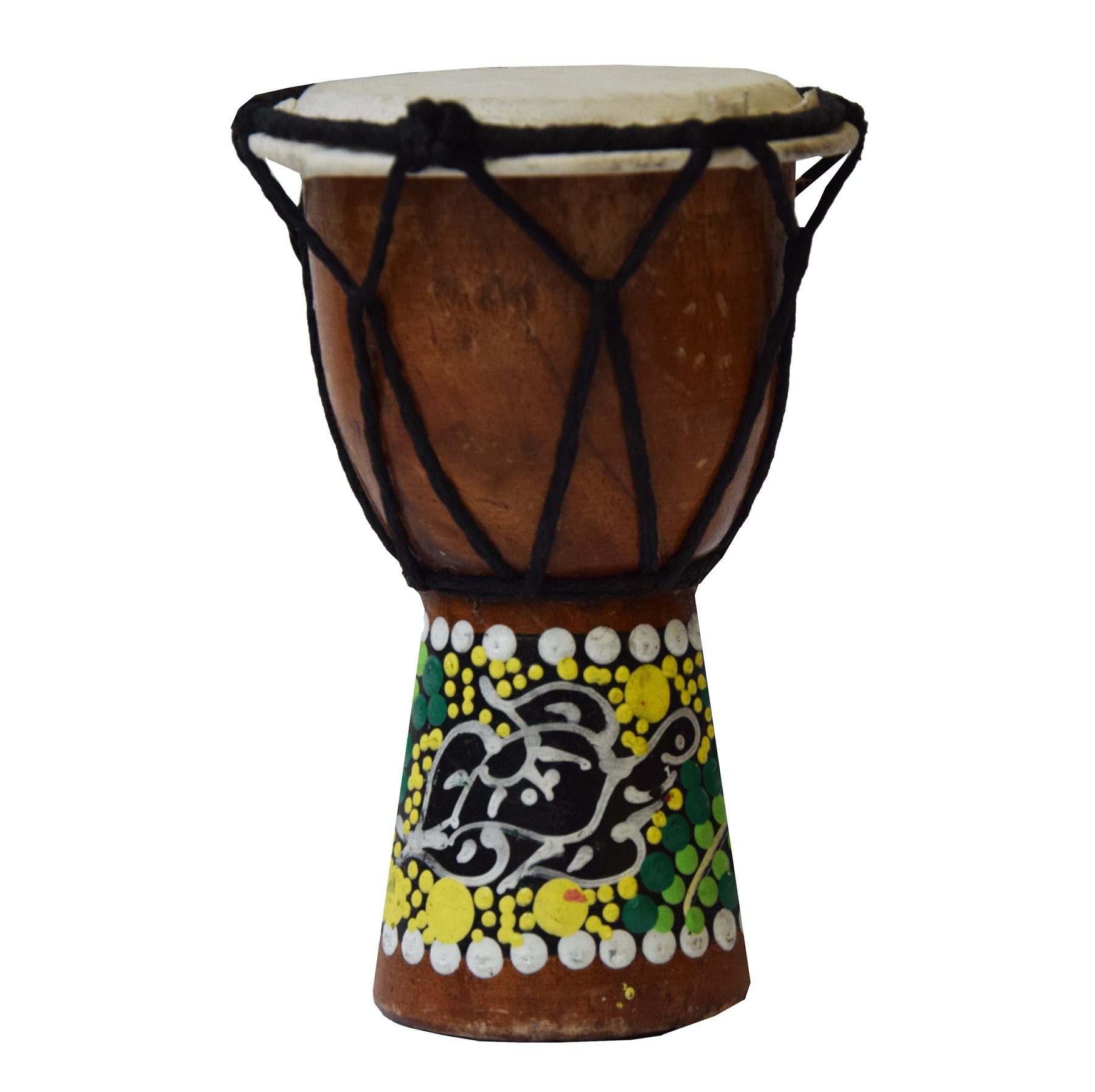 SIMANDRA Spielzeug-Musikinstrument Djembe bemalt, Dot Painting Handarbeit