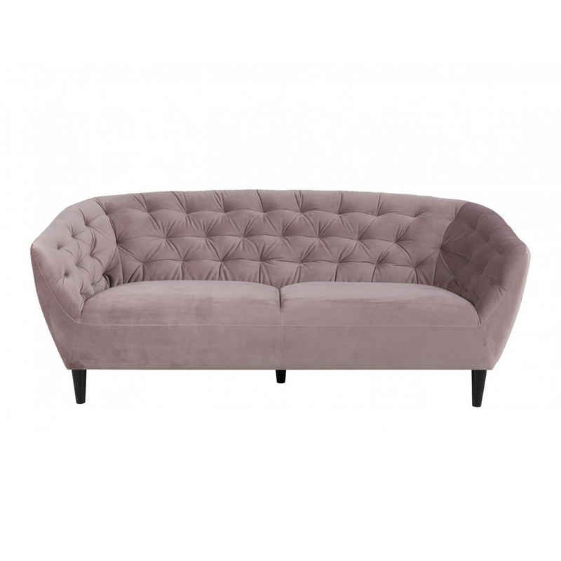 ebuy24 Sofa Rian 3 Personen Sofa rosa mit schwarzen Beinen., 1 Teile