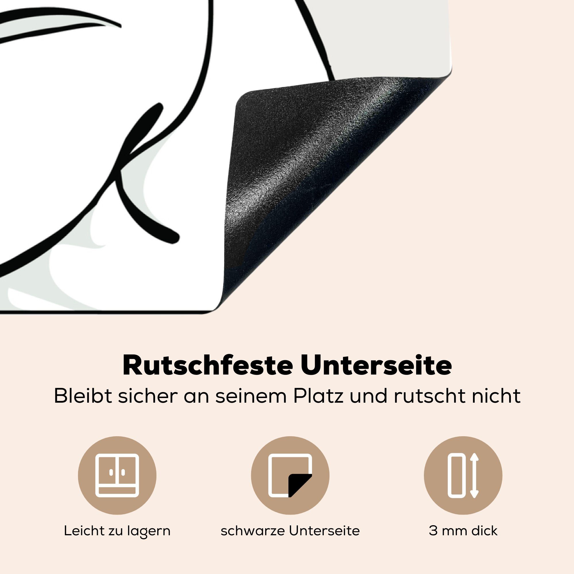 Arbeitsplatte mit 78x78 (1 für Herdblende-/Abdeckplatte einem Kochs tlg), Vinyl, Ceranfeldabdeckung, eines Löffel, Illustration küche cm, MuchoWow