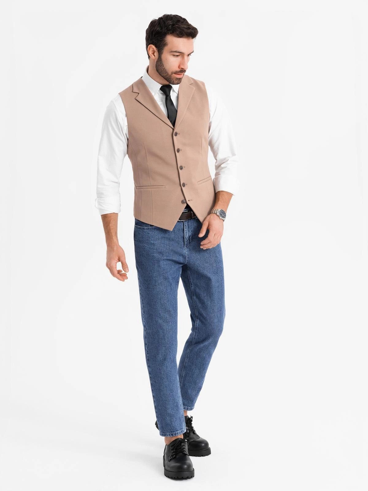 OMBRE Anzugweste Herrenweste mit Elastan und Revers