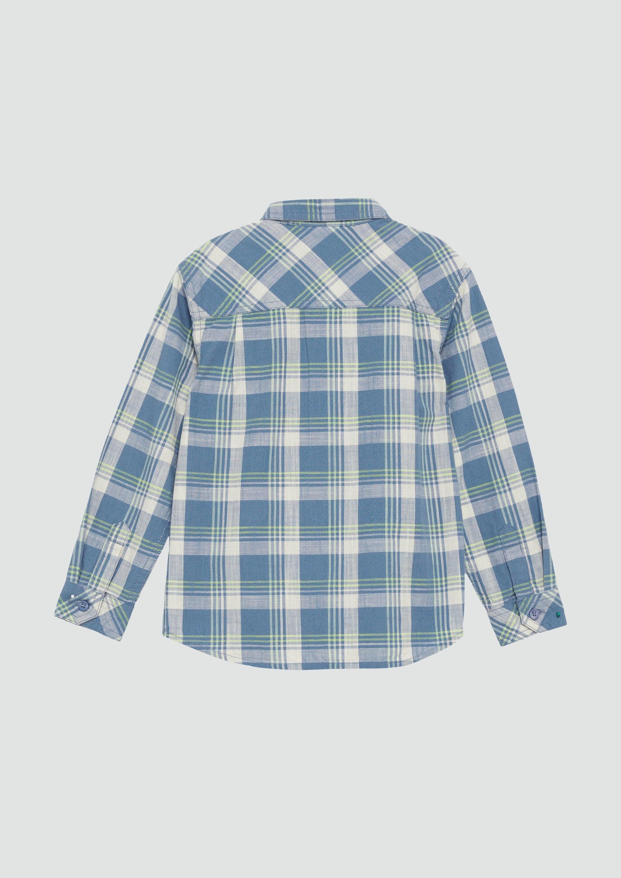 s.Oliver Langarmhemd Hemd Kariertes Hemd aus Baumwolle in Leinenoptik