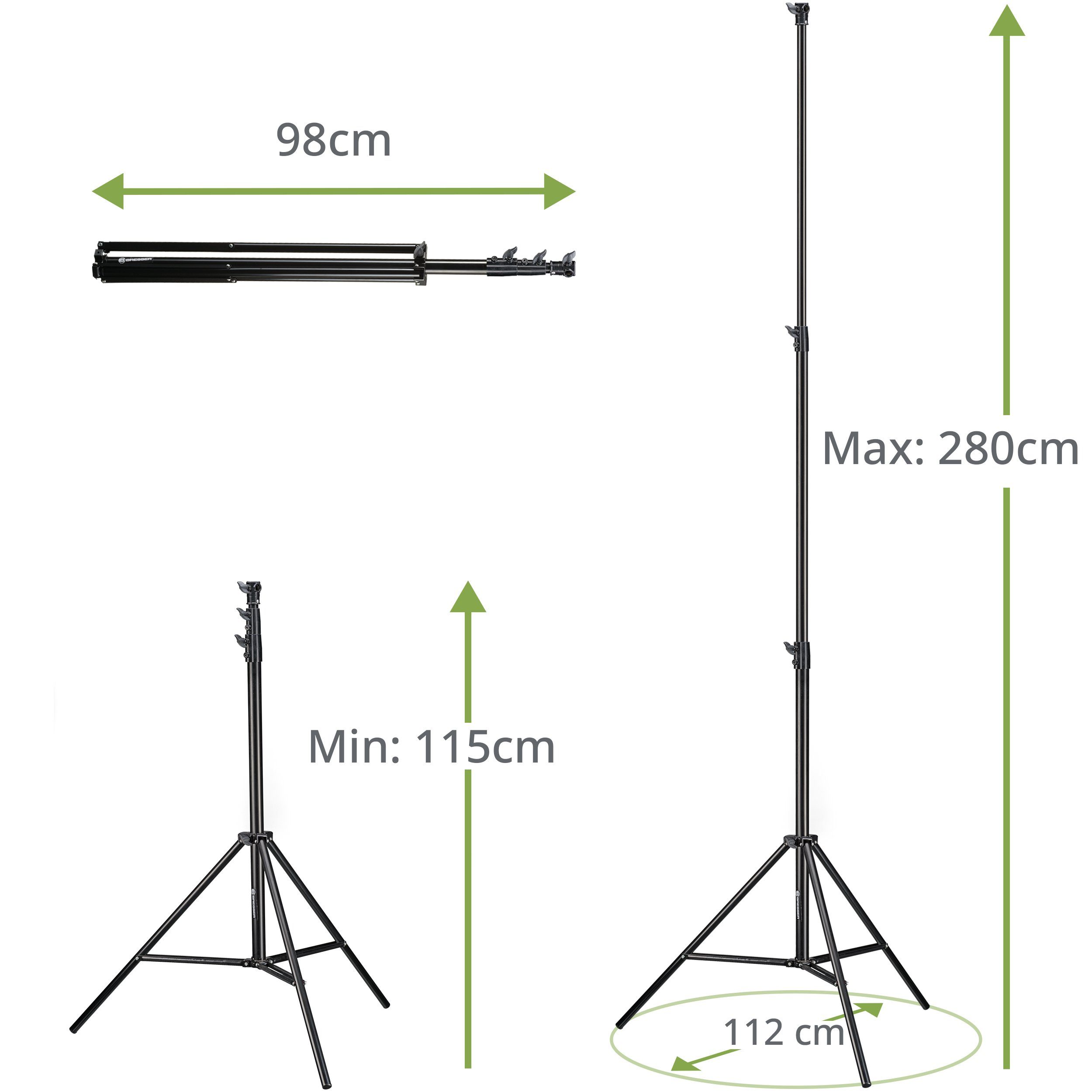 BRESSER BRESSER 2x BR-TP280 PRO-1 Stativ (280 cm) + Tasche Lampenstativ