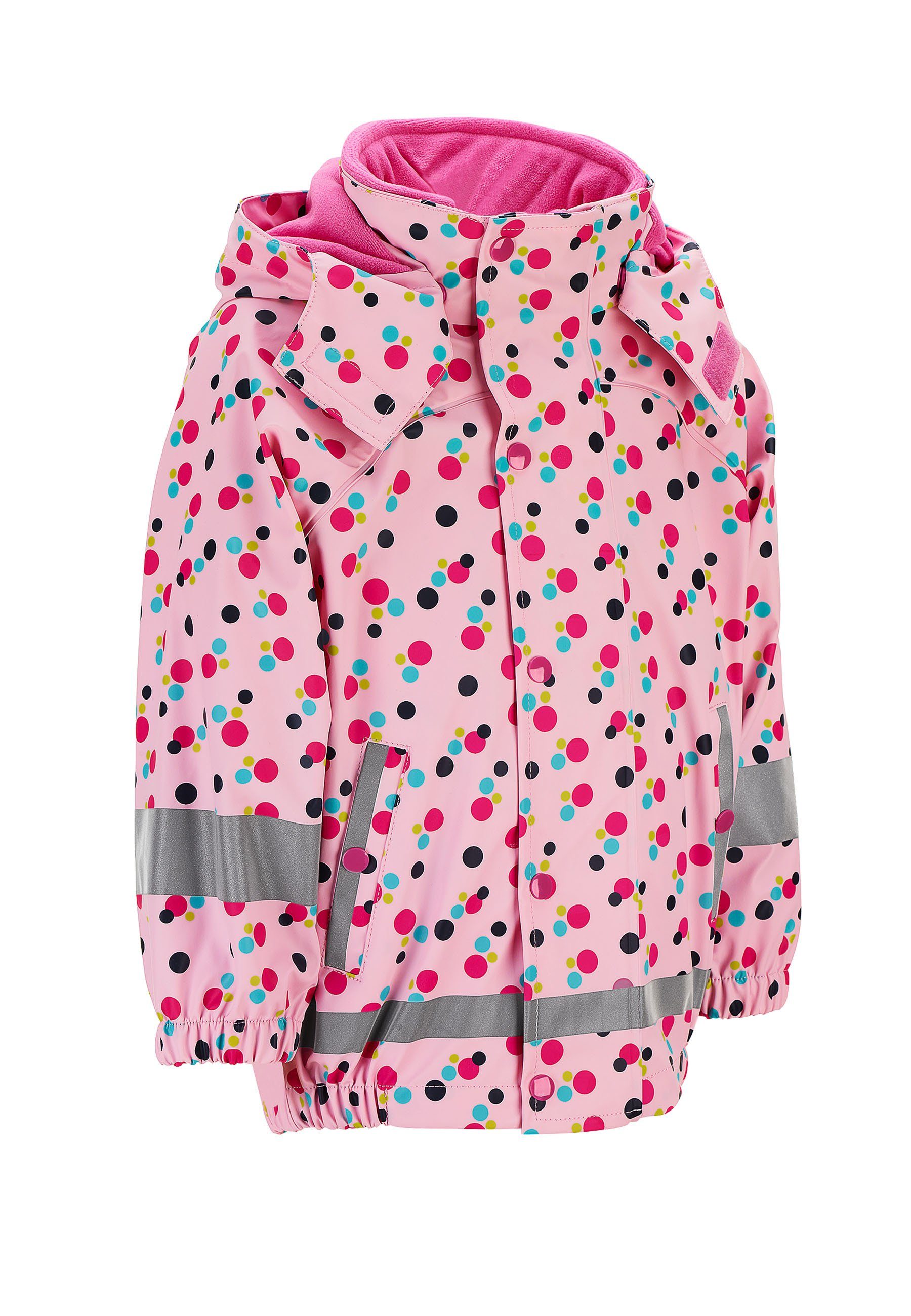 Regenjacke Innenjacke, (1-St., Regenjacke Punkte Reißverschluss Regenjacke Kapuze, süßen Funktionsjacke Kinder Matschjacke Motiven) und Sterntaler® mit Regen- Kinder mit Kinder mit