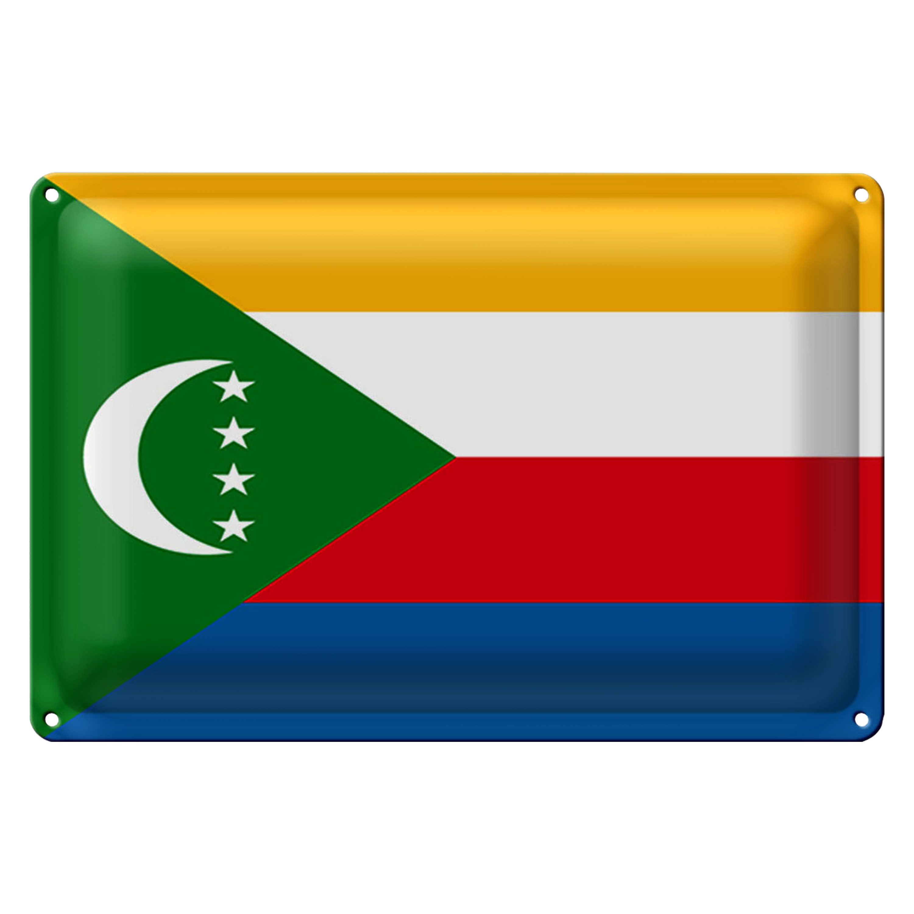Roomando Metallschild Blechschild Flagge Komoren 30x20cm Flag of the Comoros
