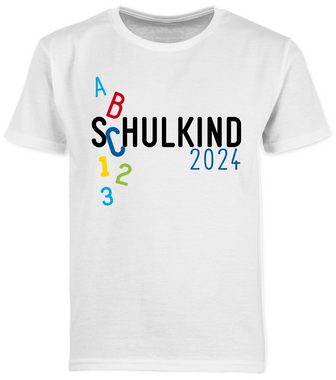 Shirtracer T-Shirt Schulkind 2024 ABC blau (1-tlg) Einschulung Junge Schulanfang Geschenke