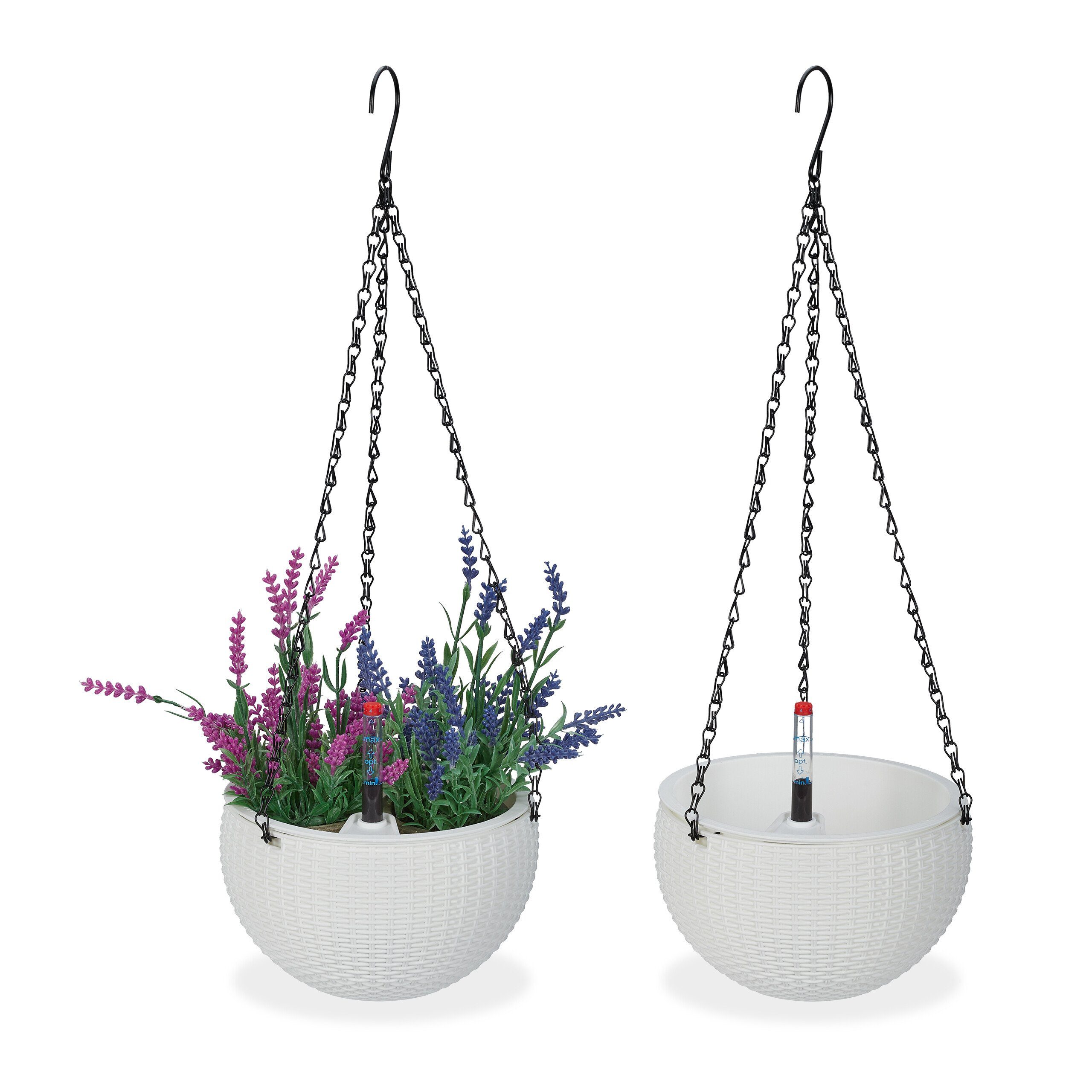 relaxdays Blumenampel Blumenampel mit Wasserspeicher 2er Set