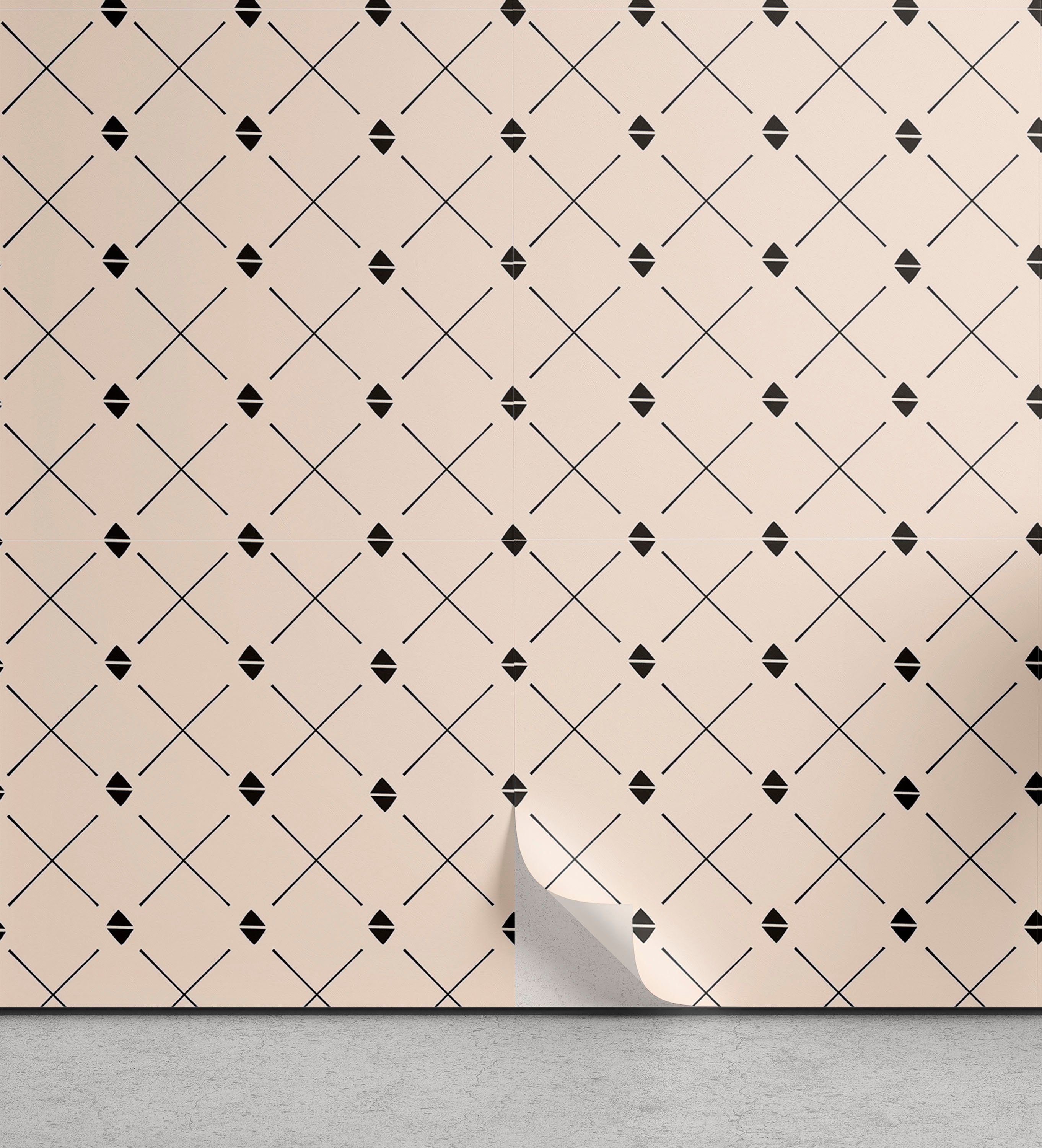 Abakuhaus Vinyltapete selbstklebendes Wohnzimmer Küchenakzent, Minimal Crossing Linien Triangles