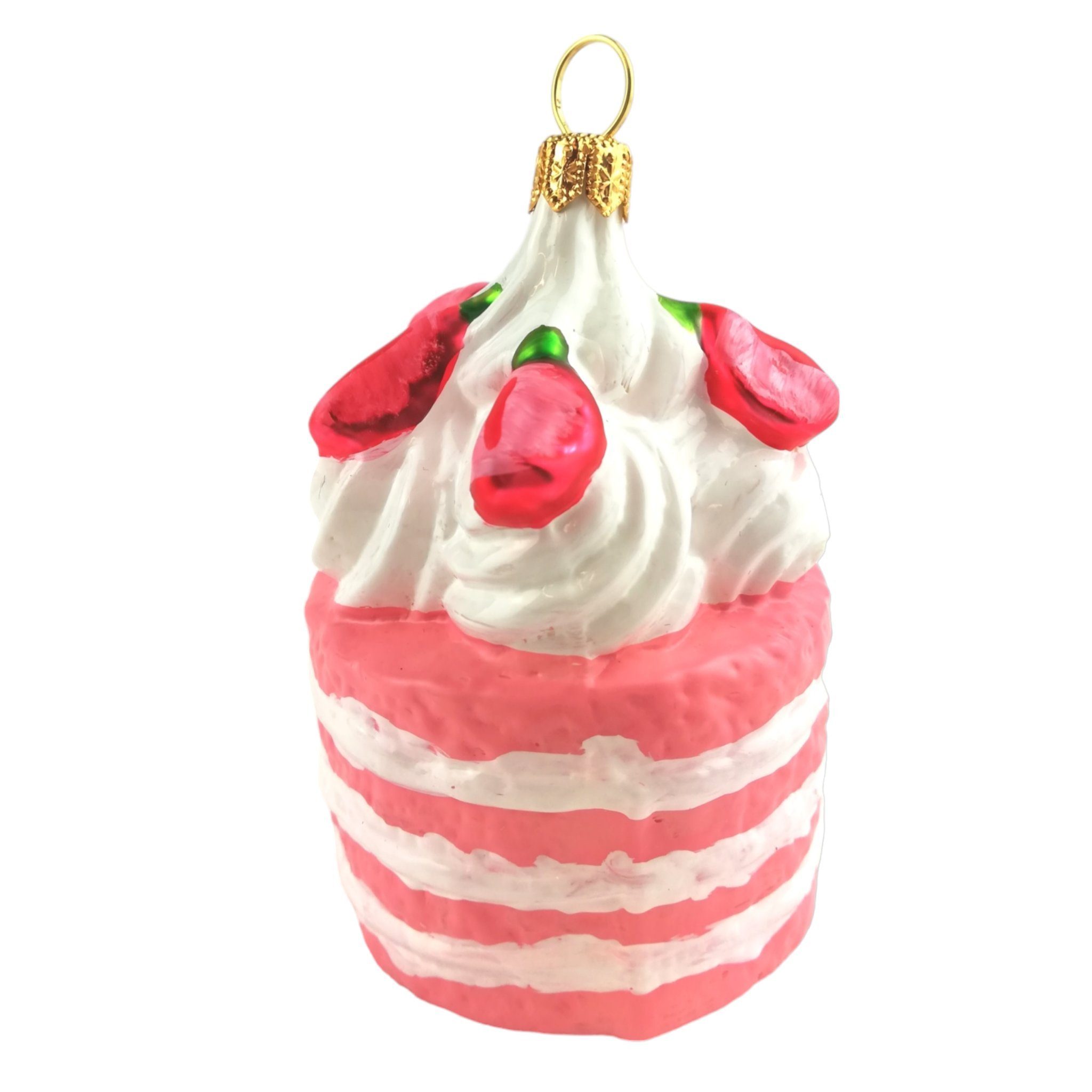 GMC Sp. z o.o. Christbaumschmuck Erdbeertörtchen Anhänger Rosa 9cm Christbaumschmuck Küche Obst