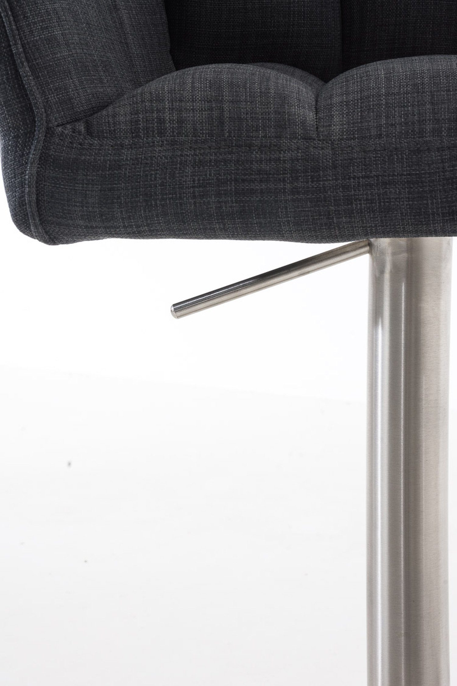 Stoff Theke (mit Damaso - Edelstahl Fußstütze - 360° Rückenlehne drehbar Küche), TPFLiving Hocker Barhocker Sitzfläche: und & Dunkelgrau Gestell für -