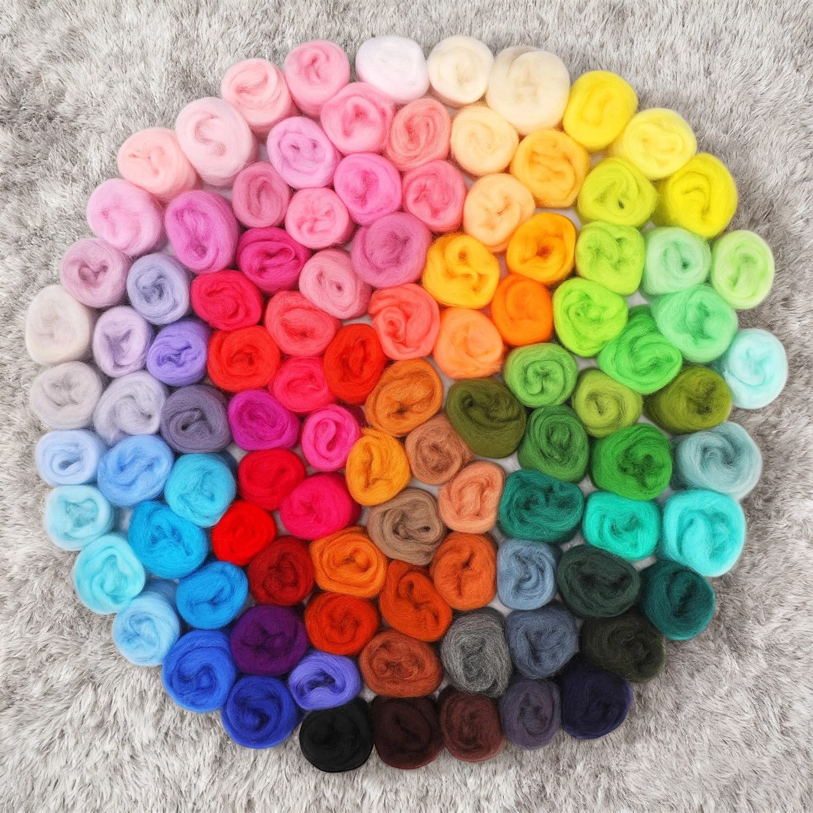 OKWISH Kreativset 100 Farben Bastelmaterial Set Wollfilz Set Nadelfilzset, (für kreative DIY-Projekte Schmuckdesign und handgefertigte Kunstwerke, 100-tlg., Einzelverpackung mit starker Haftkraft für präzise Handarbeiten), Perfektes für handgefertigte Arbeiten oder kreative Geschenkideen