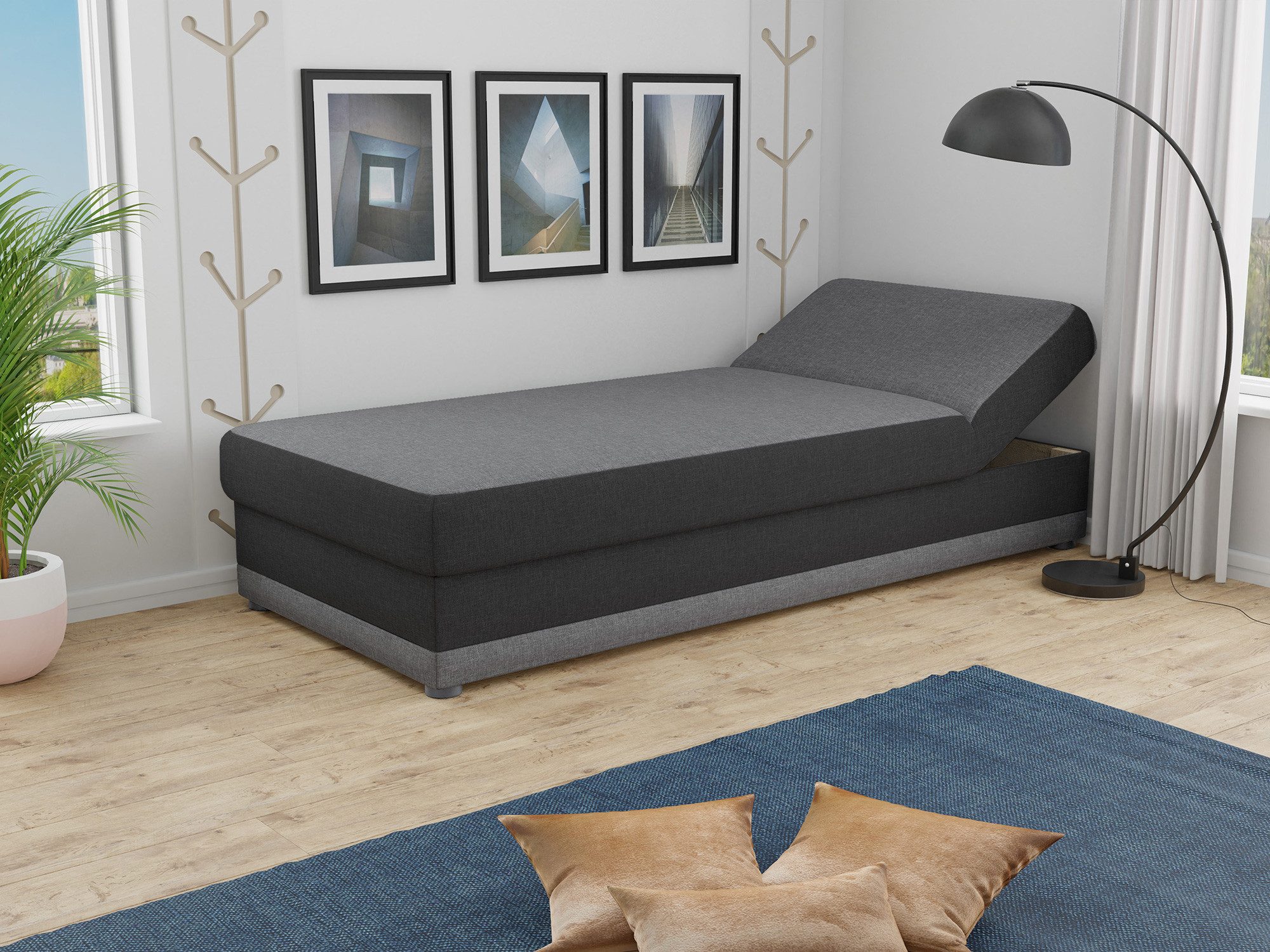 Sofnet Polsterbett Andre (mit Bettkasten und Bonell-Matratze), Einzelbett, günstig online kaufen