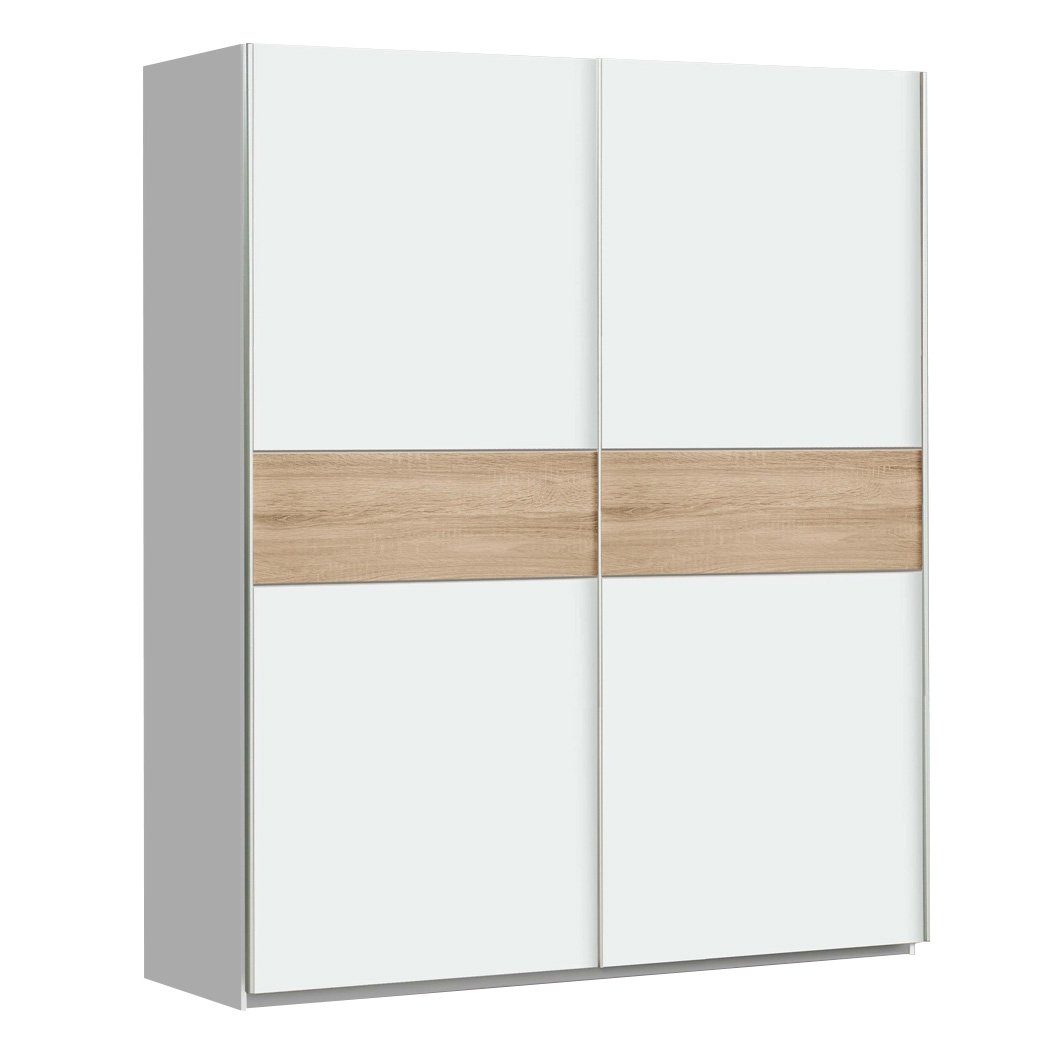 expendio Kleiderschrank Wibold 7 Schwebetürenschrank 150x191x61 cm weiß Sonoma Eiche