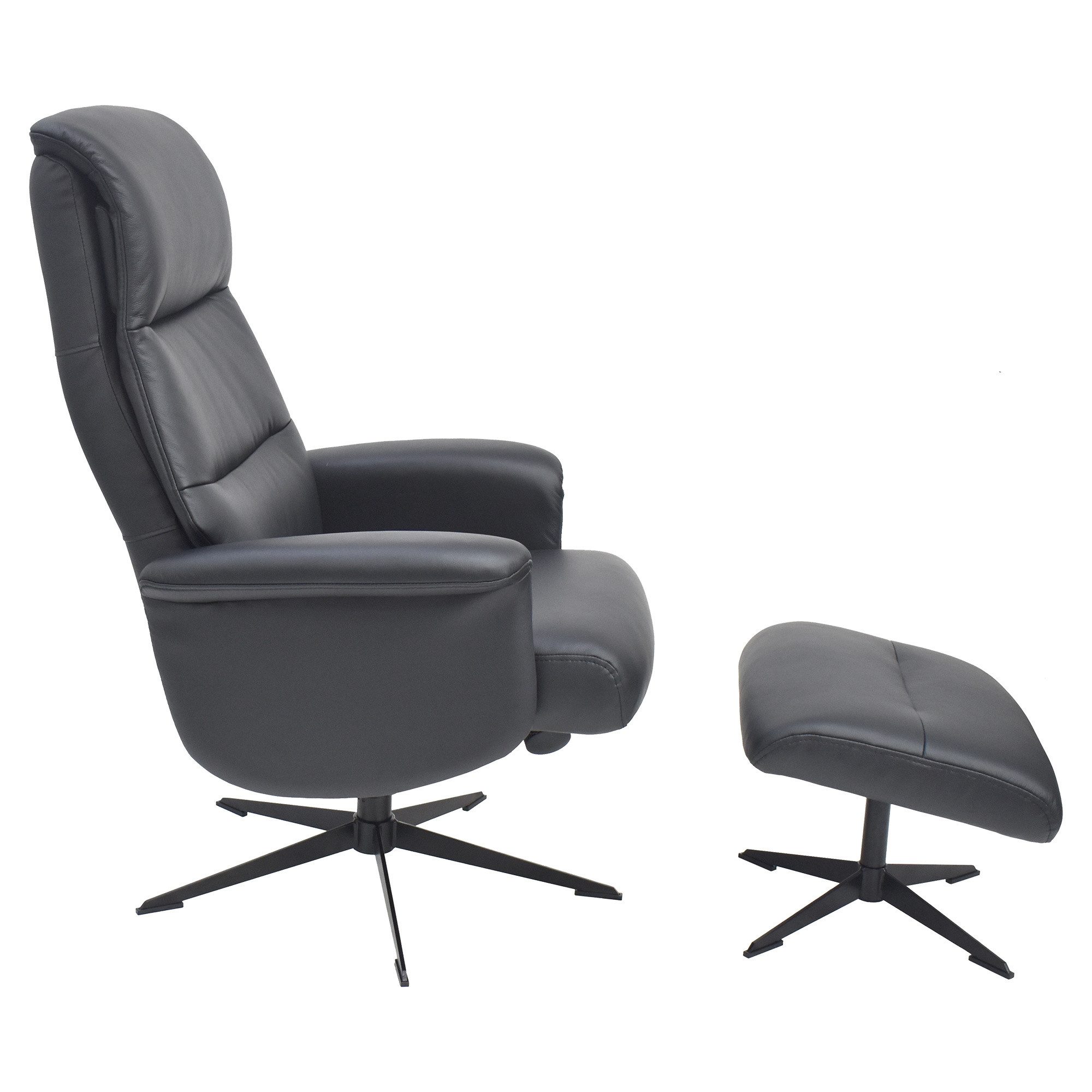 Raburg Drehsessel TV-Sessel mit Hocker & Relaxfunktion, 120 kg, Mennis (Relaxsessel mit Hocker), manuell verstellbar, 360° drehbar, verstellbares Kopfteil, Leder
