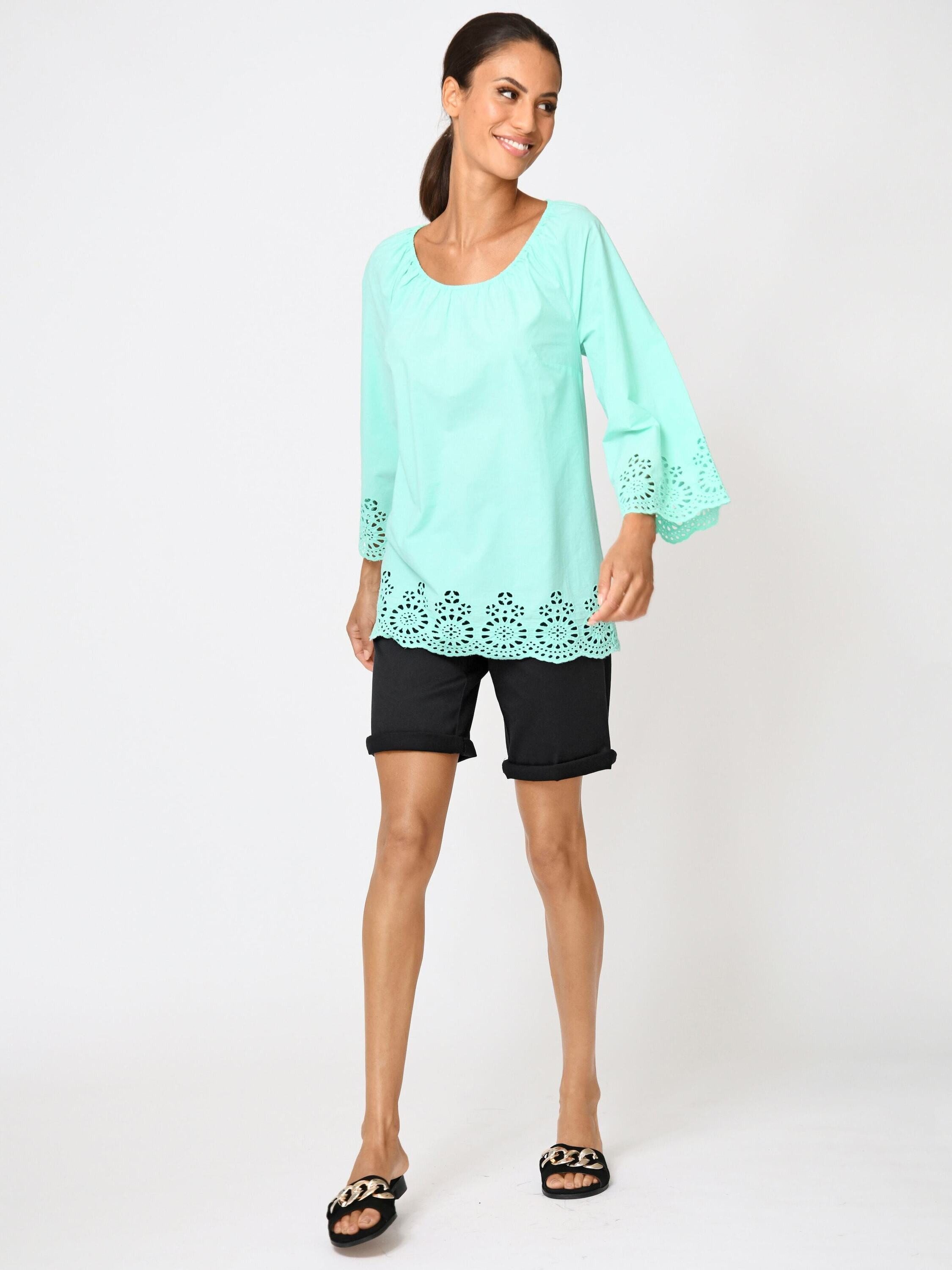 Alba Moda Tunika Bluse mit sommerlicher Lochspitze