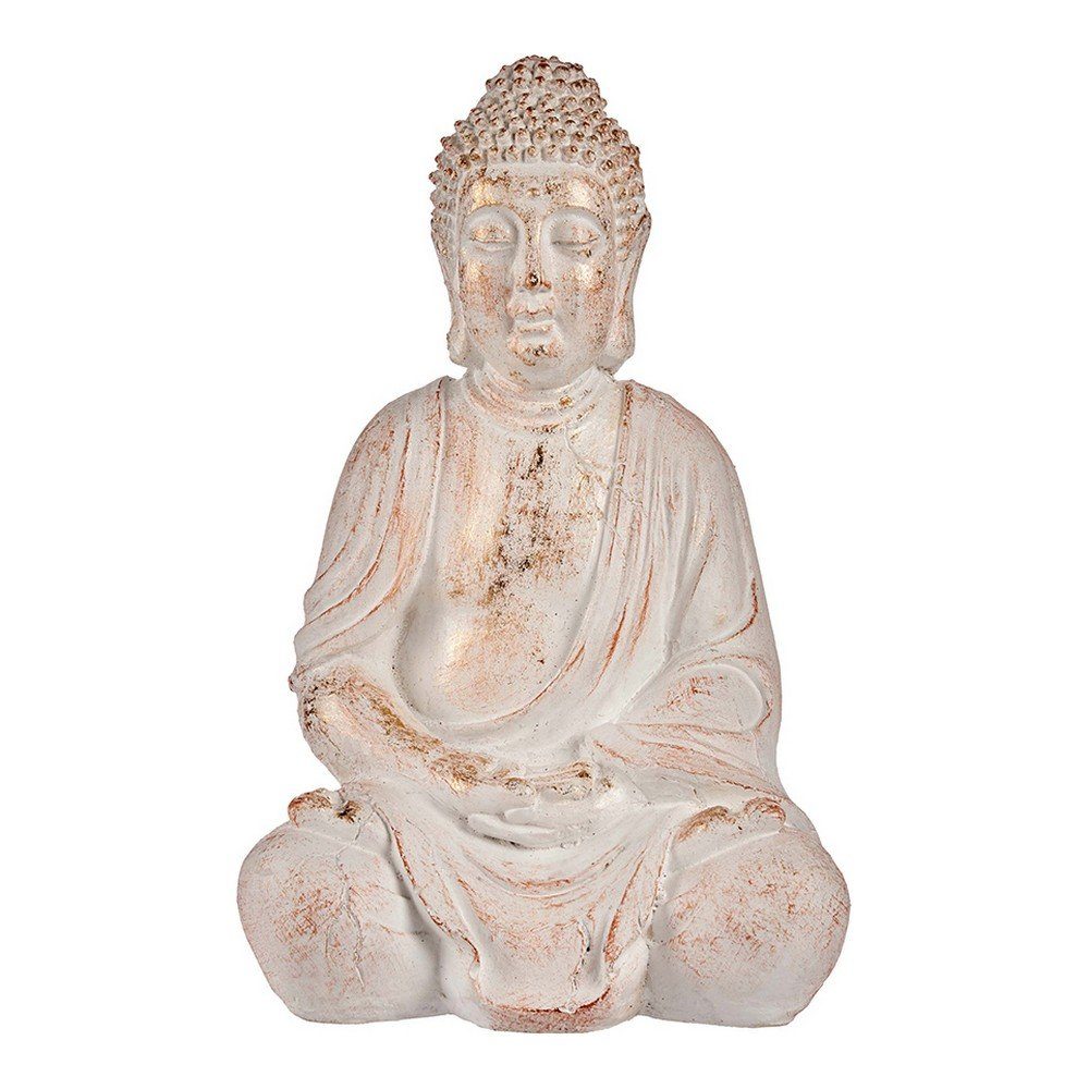 Ibergarden Dekofigur Dekorative Figur für den Garten Buddha WeißGolden Polyesterharz 24,5 x