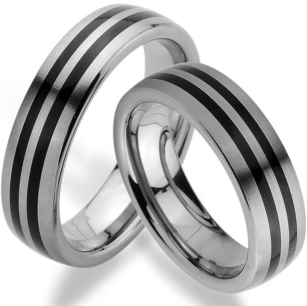 Trauringe123 Trauring Hochzeitsringe Verlobungsringe Trauringe Eheringe Partnerringe WOLFRAM TUNGSTEN TRAURINGE, RINGE BLACK Line Titan look JW14