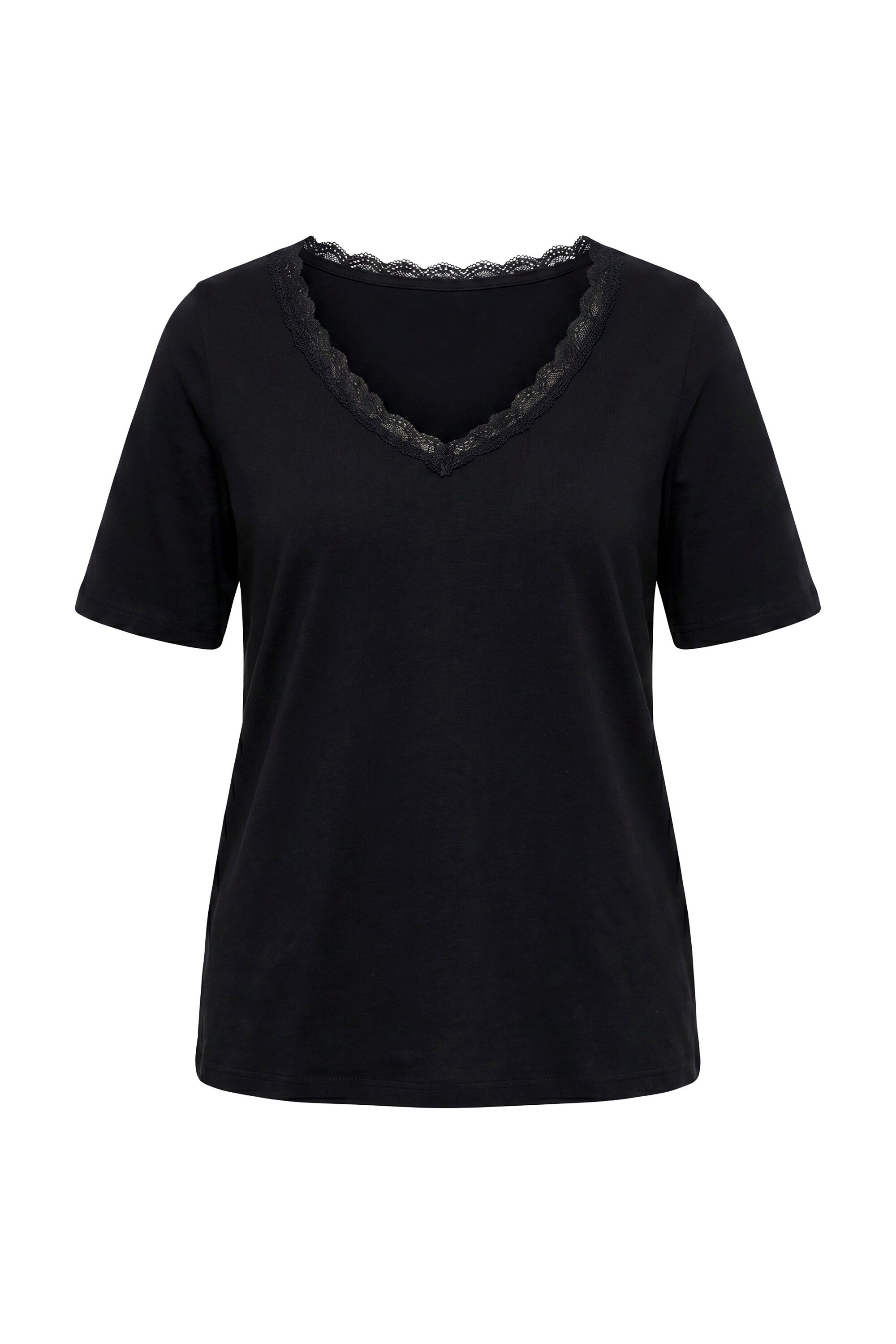 Ulla Popken T-Shirt T-Shirt Spitze Classic V-Ausschnitt Halbarm – Bild 2 von 4