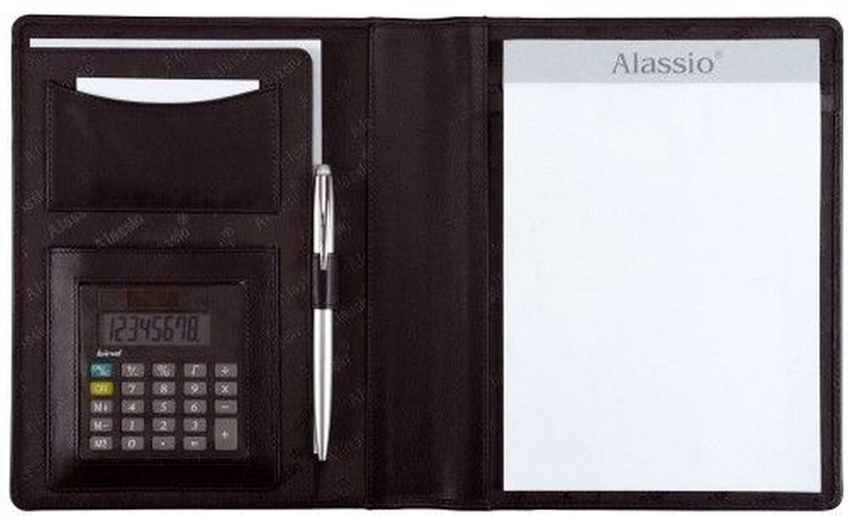 Alassio® Schreibmappe Schreibmappe Bormio I A5 Lederimitat schwarz