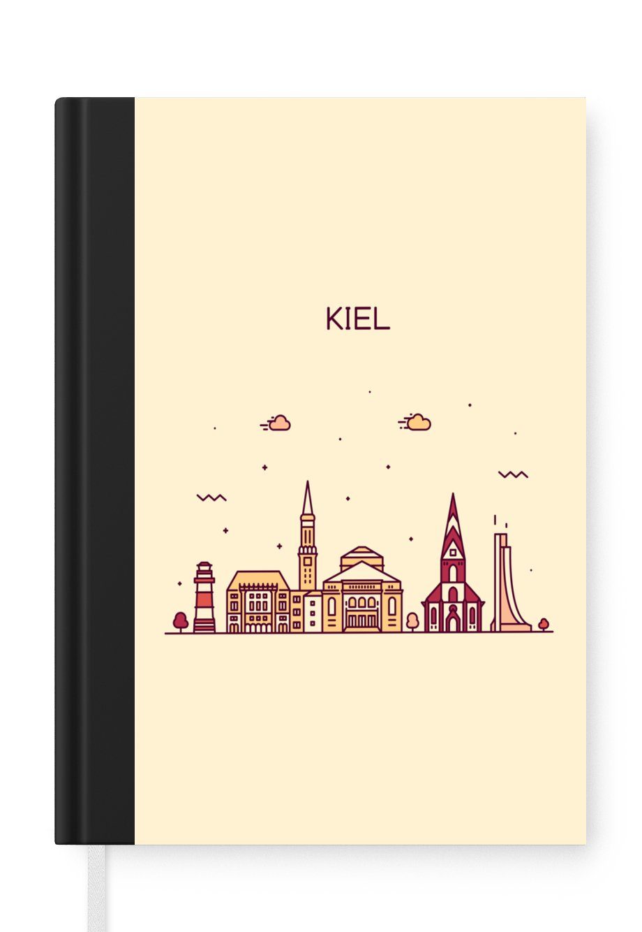 MuchoWow Notizbuch Kiel - Deutschland - Skyline, Journal, Merkzettel, Tagebuch, Notizheft, A5, 98 Seiten, Haushaltsbuch
