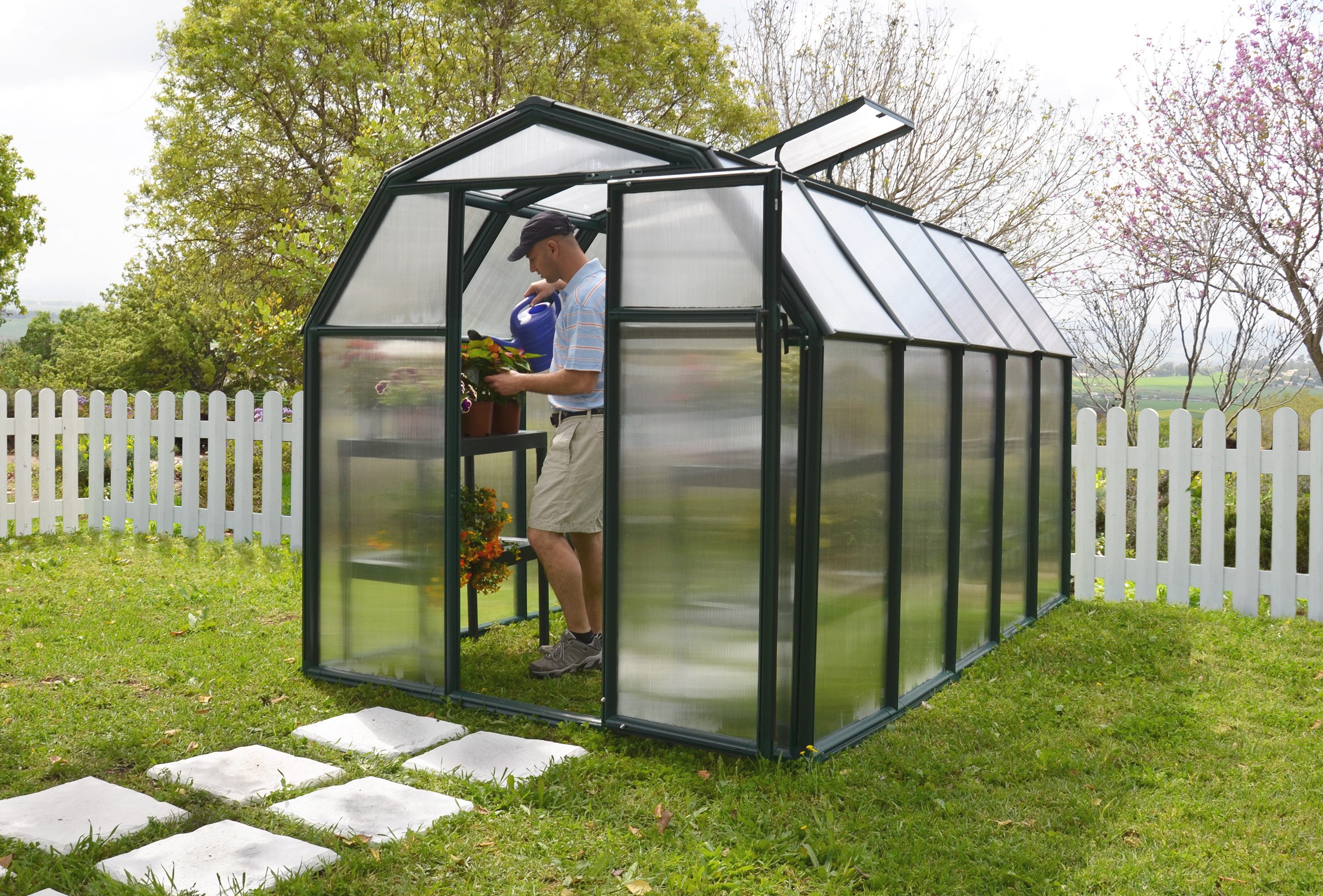 Palram - Canopia Gewächshaus Eco Grow, BxTxH: 204 x 321 x 198 cm, BxLxH: 60 x 124 x 198 cm, 6 mm Wandstärke, lebenslang widerstandsfähige Wandpaneele grün | Rabatt: 21%